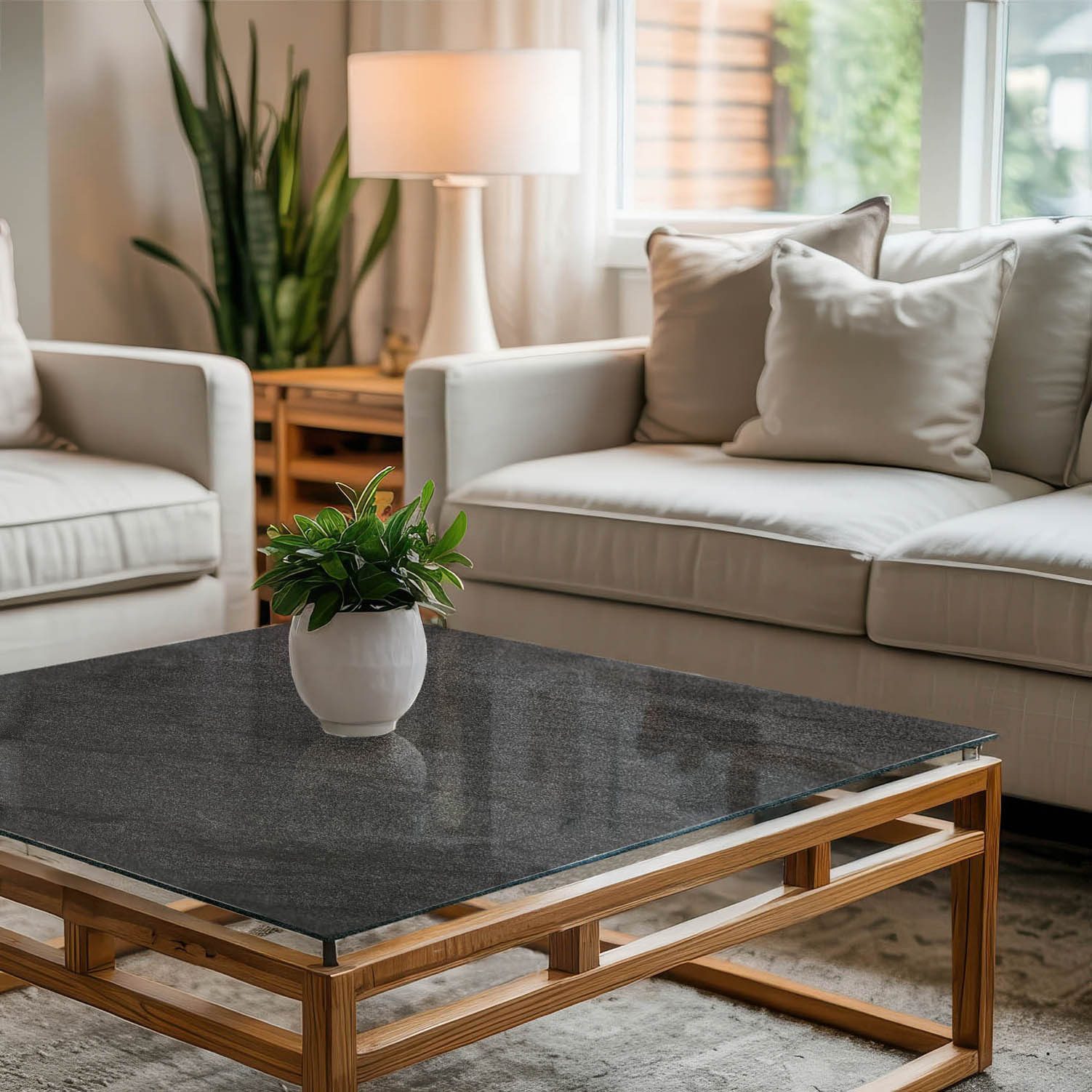Tulup Tischplatte Glasplatte Möbel Natursteinstruktur Couchtisch günstig online kaufen
