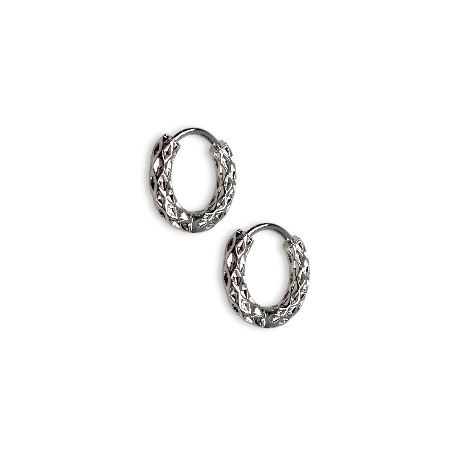 SHELAGO Klappcreolen Ohrringe-Paar strukturierte Creolen Damen-kleine Ohrringe Gold Silber (Paar Ohrringe, inkl. Schmuckverpackung), runden Creolen für Mix & Match Styles