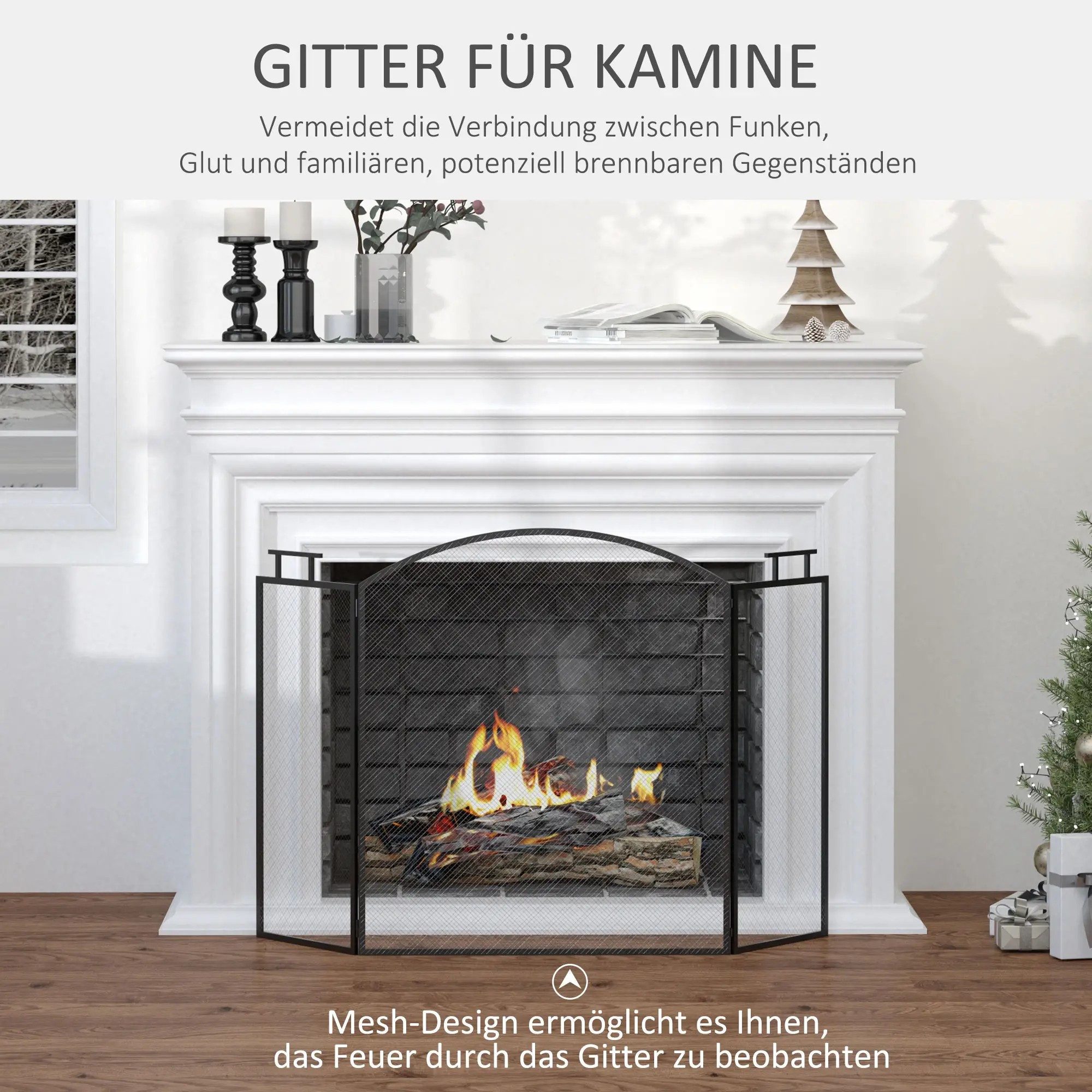 BlingBin Kamingitter Kaminschutzgitter, Faltbares Kamingitter mit 3 Paneele günstig online kaufen