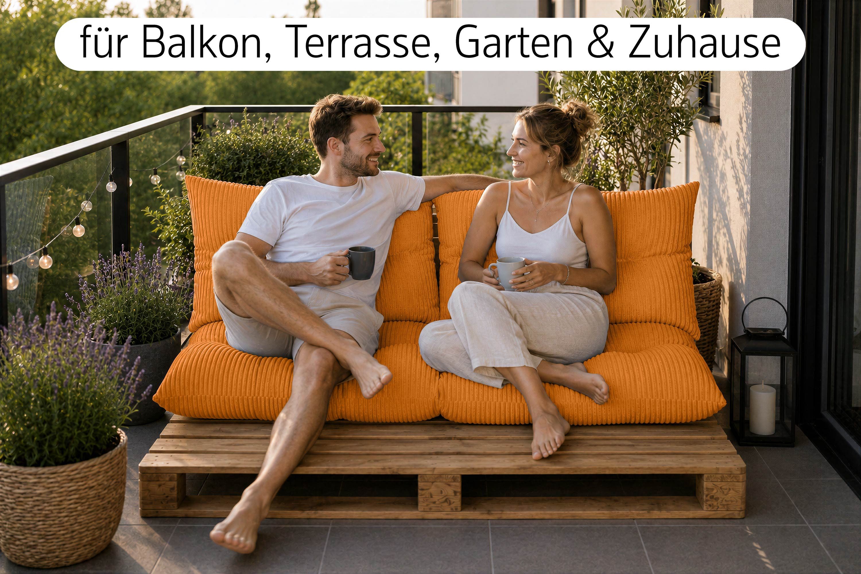 Amilian Palettenkissen Set 3-teilig Palettenauflagen für Europaletten, Balkon, Terrasse, Sitzkissen 120x60 cm + 2x Kissen 40x60 cm