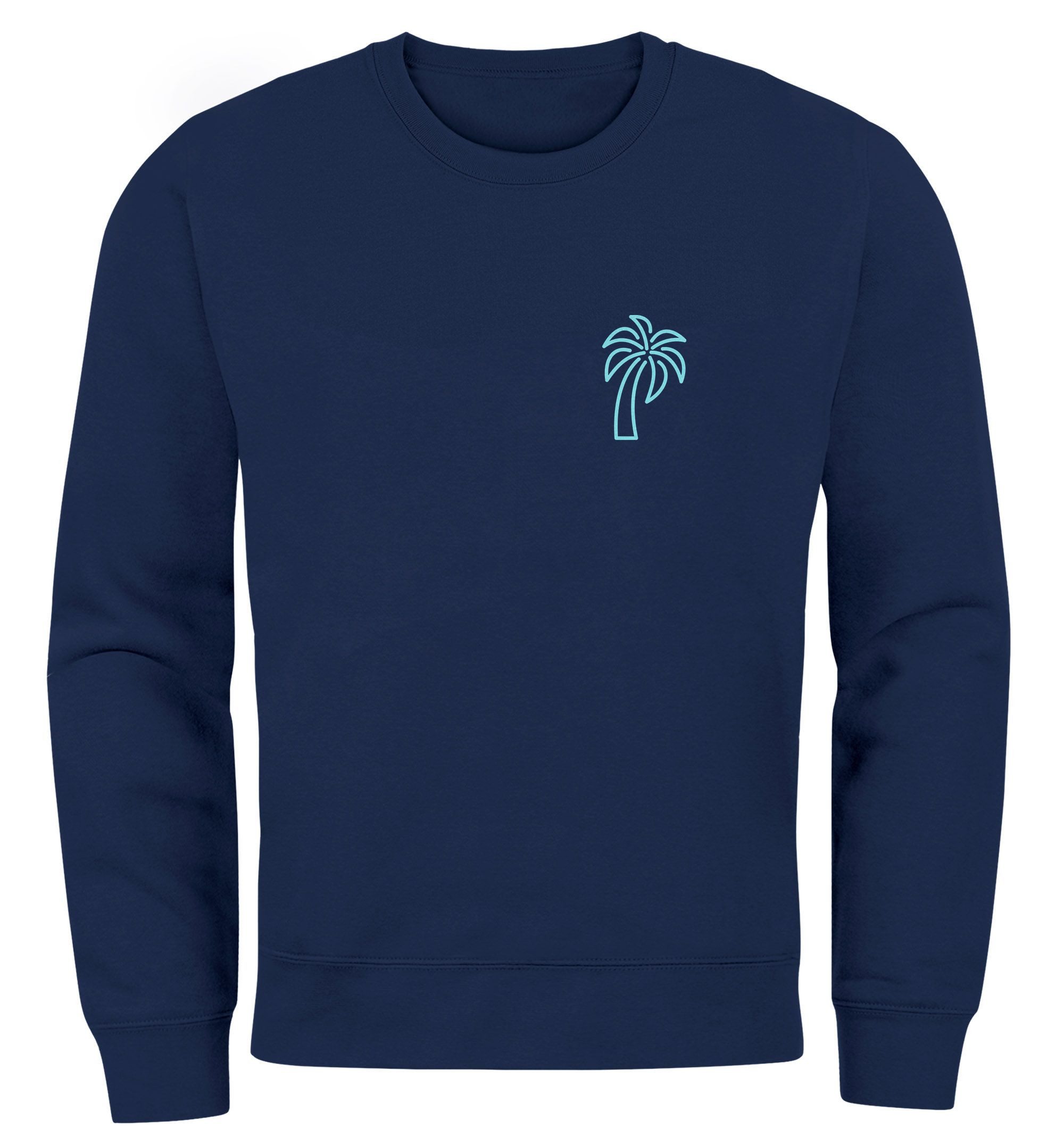 Sweatshirt Sweatshirt Herren Aufdruck Print Palme Line Art Motiv