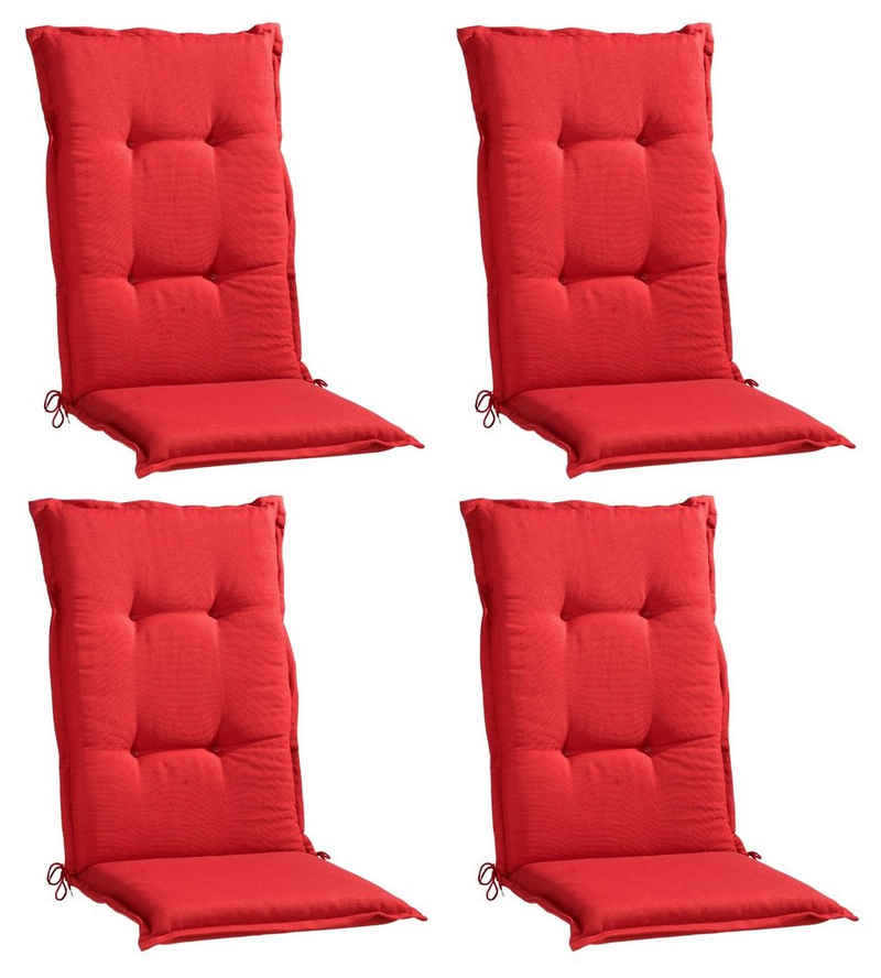 GO-DE Hochlehnerauflage REDSUN, B 50 x L 120 cm, Rot, 4er Set, (Set, 4 St), Gartenstuhlauflagen für Hochlehnstühle