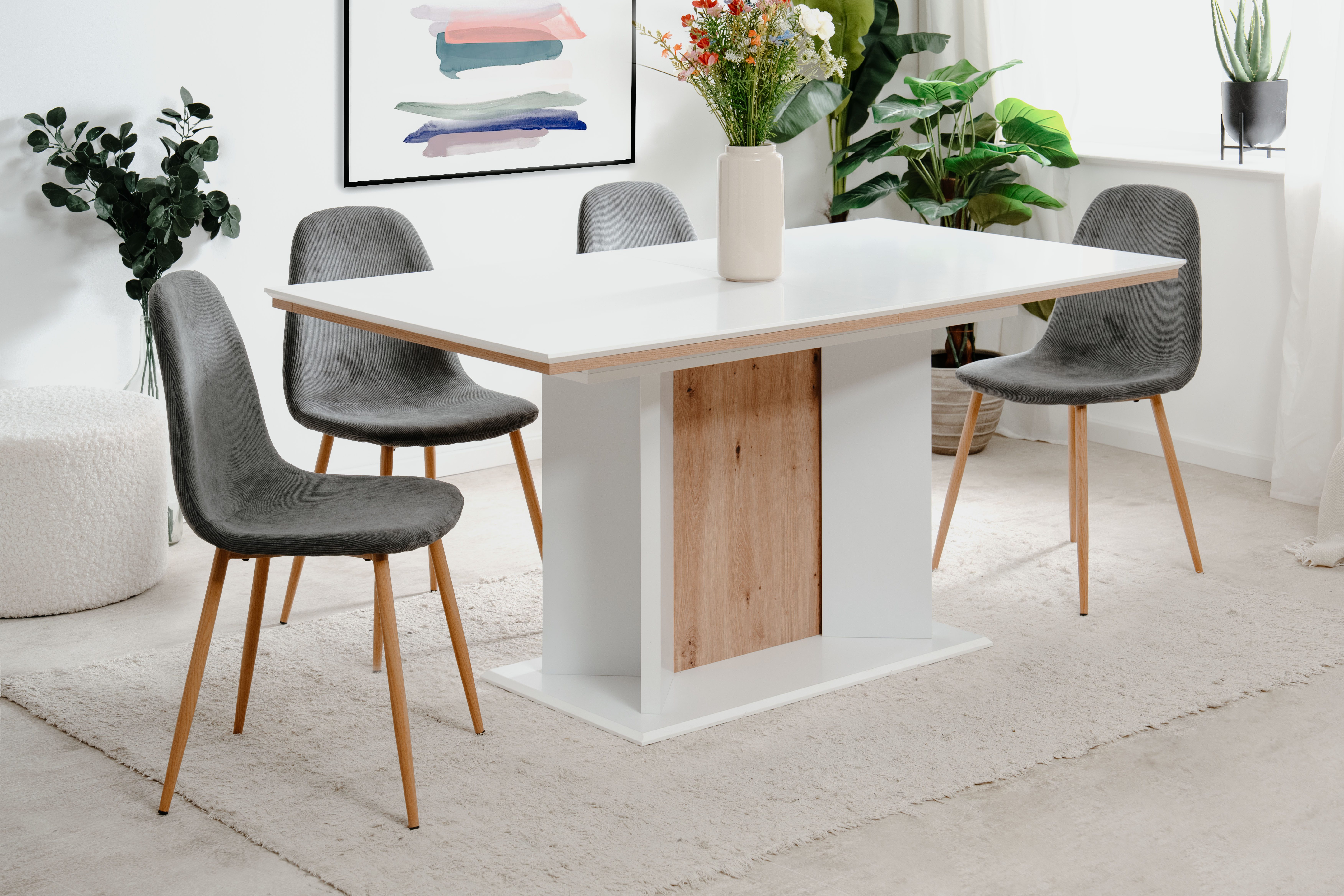 möbelvita Esstisch Auszugstisch Alora 80A weiß / Dekor Artisan Oak