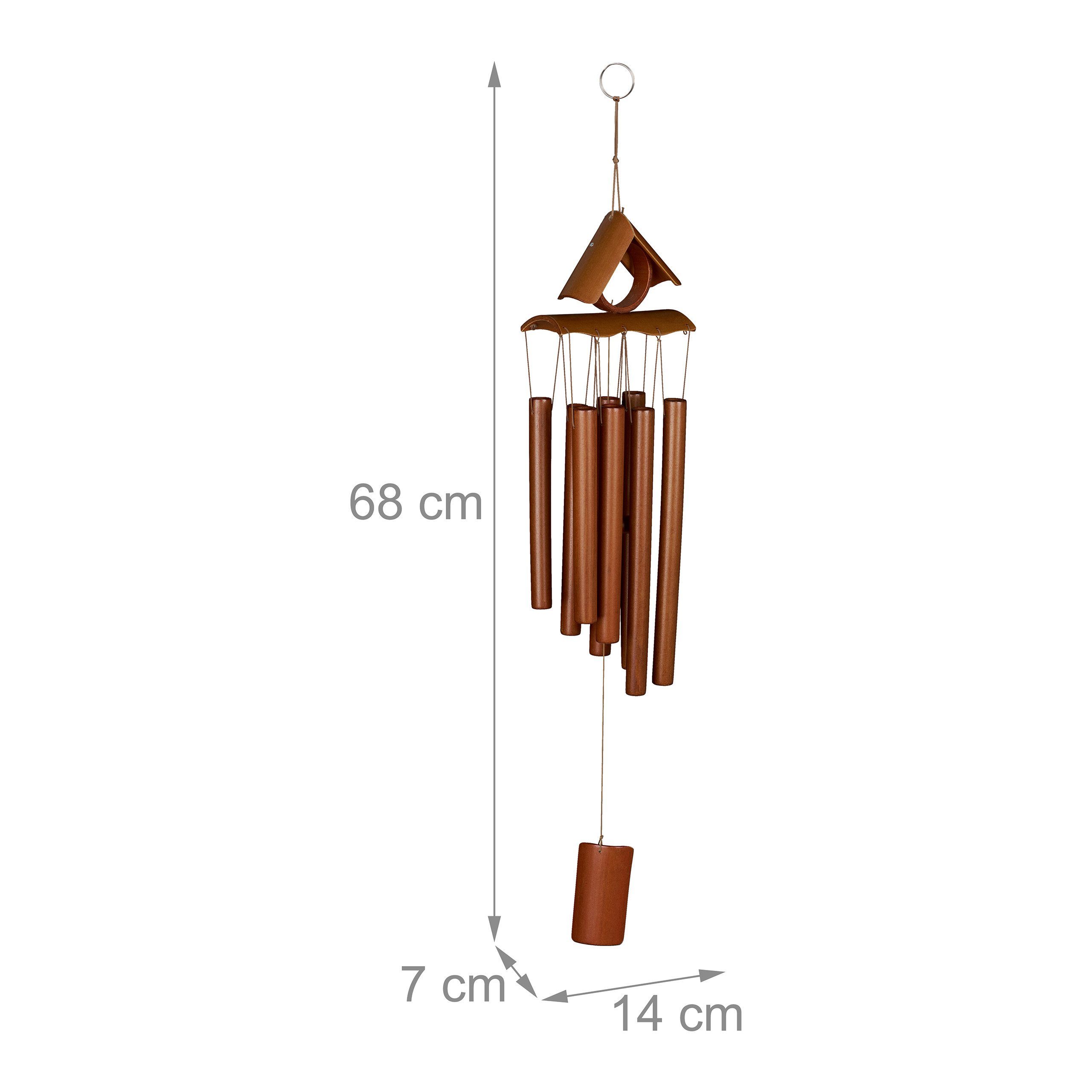 Relaxdays Windspiel Bambus Hütte Mit Mond - Klangspiel Für Garten Und Wohnung Braun