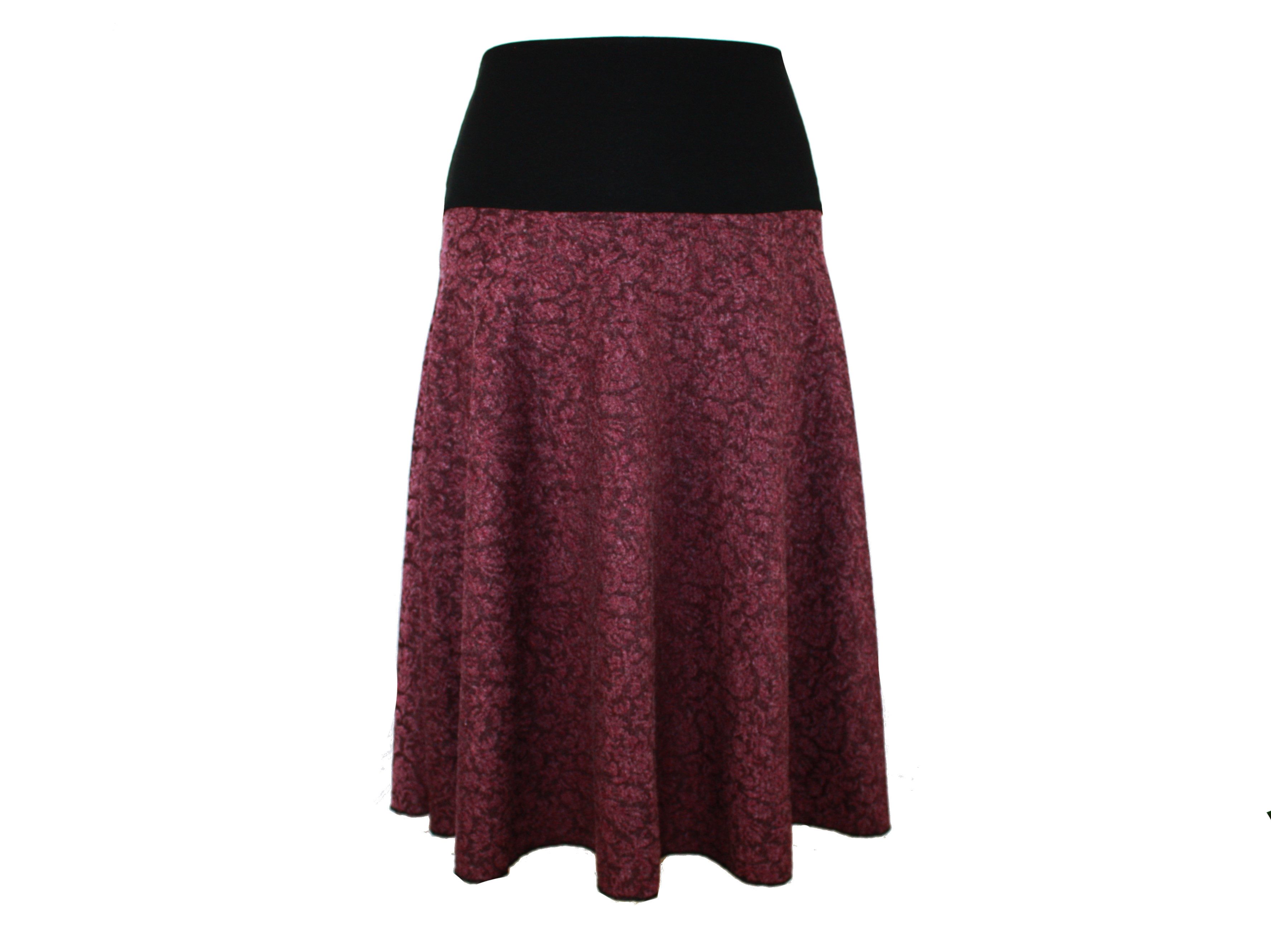 A-Linien-Rock Weinrot Floral 68cm