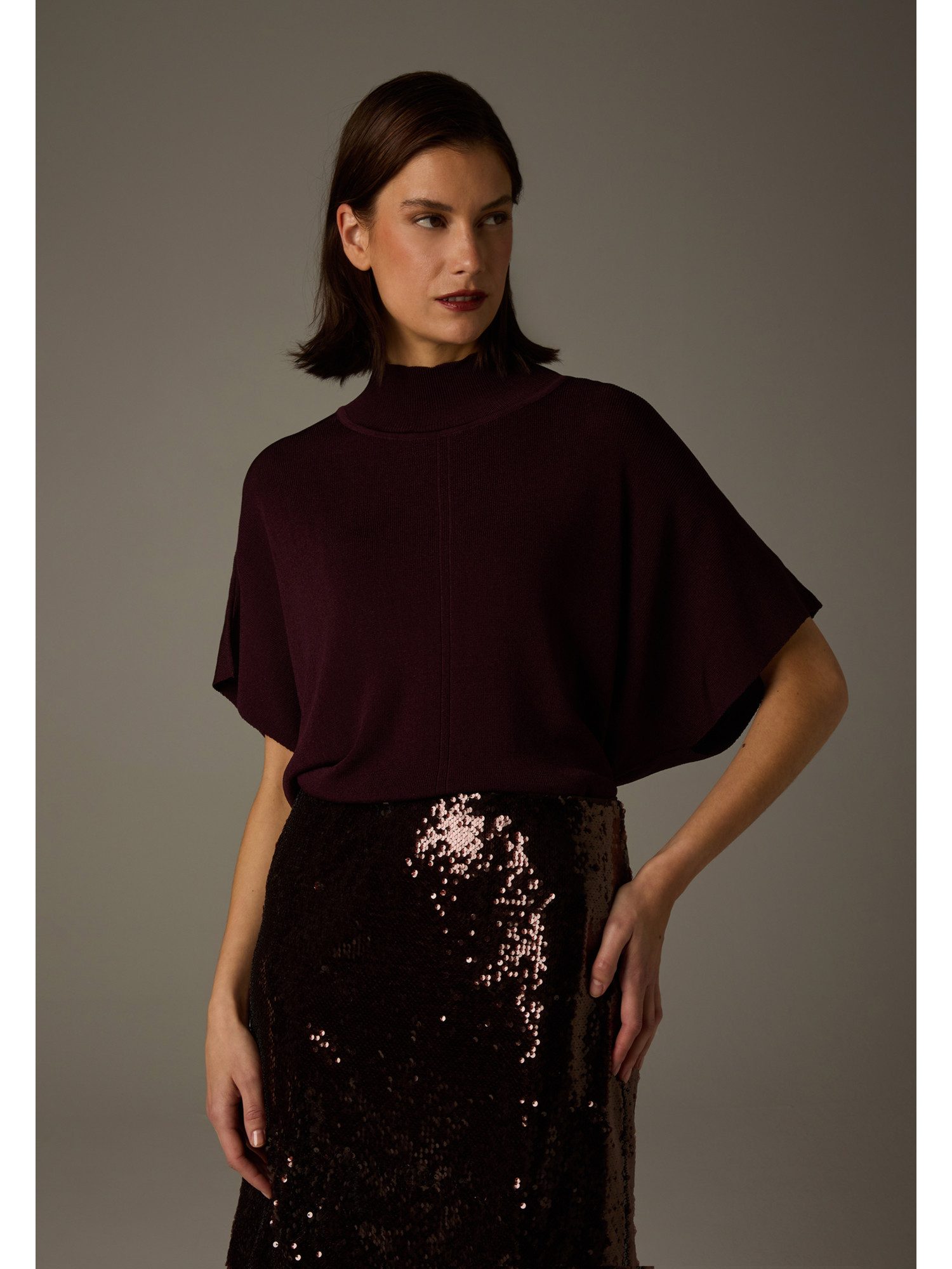 MORE&MORE Вязаные свитера weiter Kurzarmpullover, Cape-Form