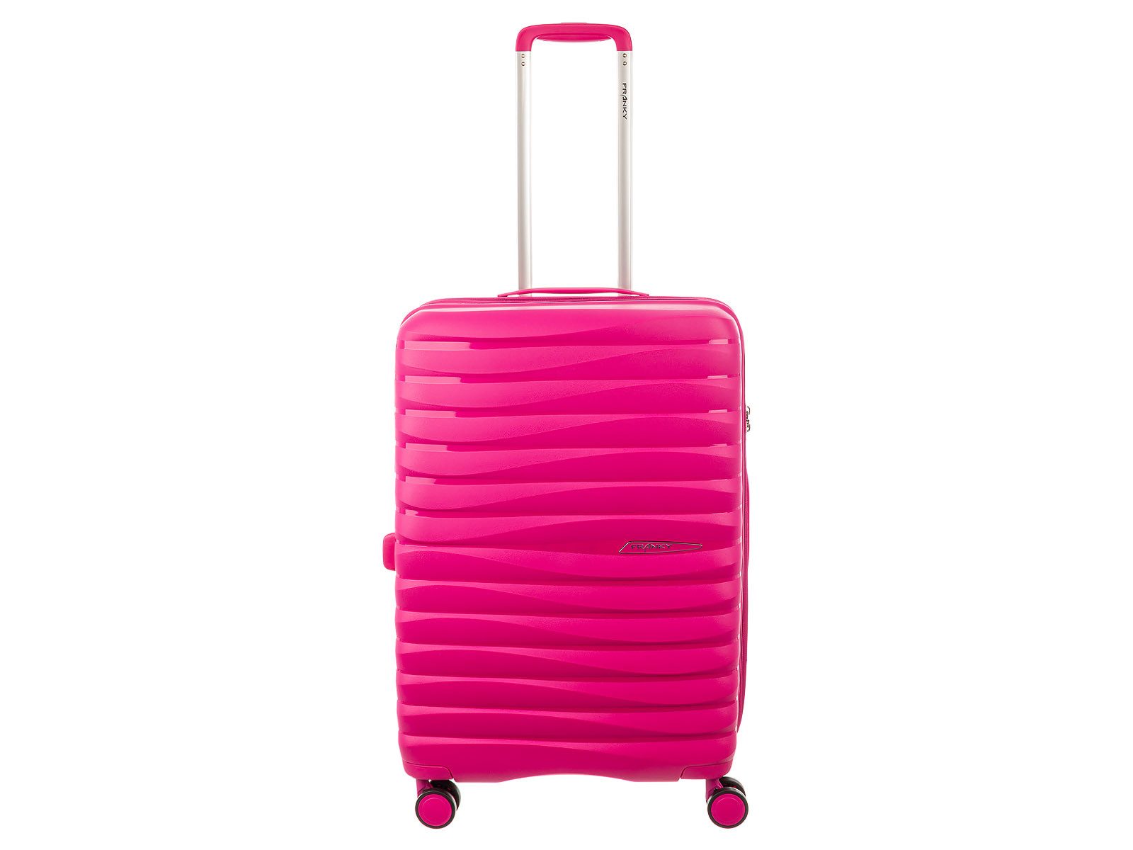 Franky Hartschalen-Trolley PP18 Trolley Hartschalenkoffer Spinner Gr. M, 4 Doppelrollen Rollen, Dehnfalte TSA Schloss