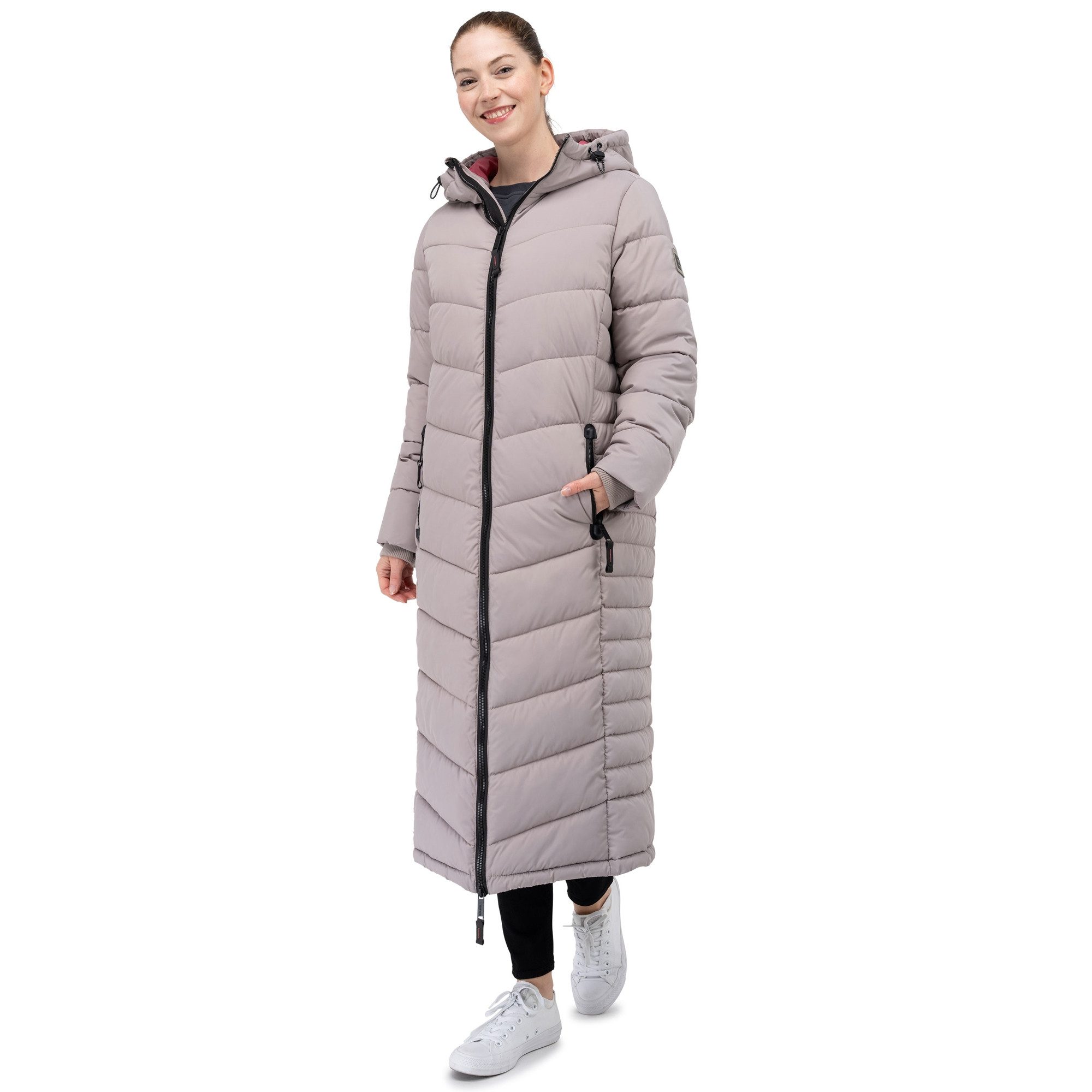 SUBLEVEL Steppjacke Damen Mantel mit Kapuze extra lange Winter Jacke Parka günstig online kaufen