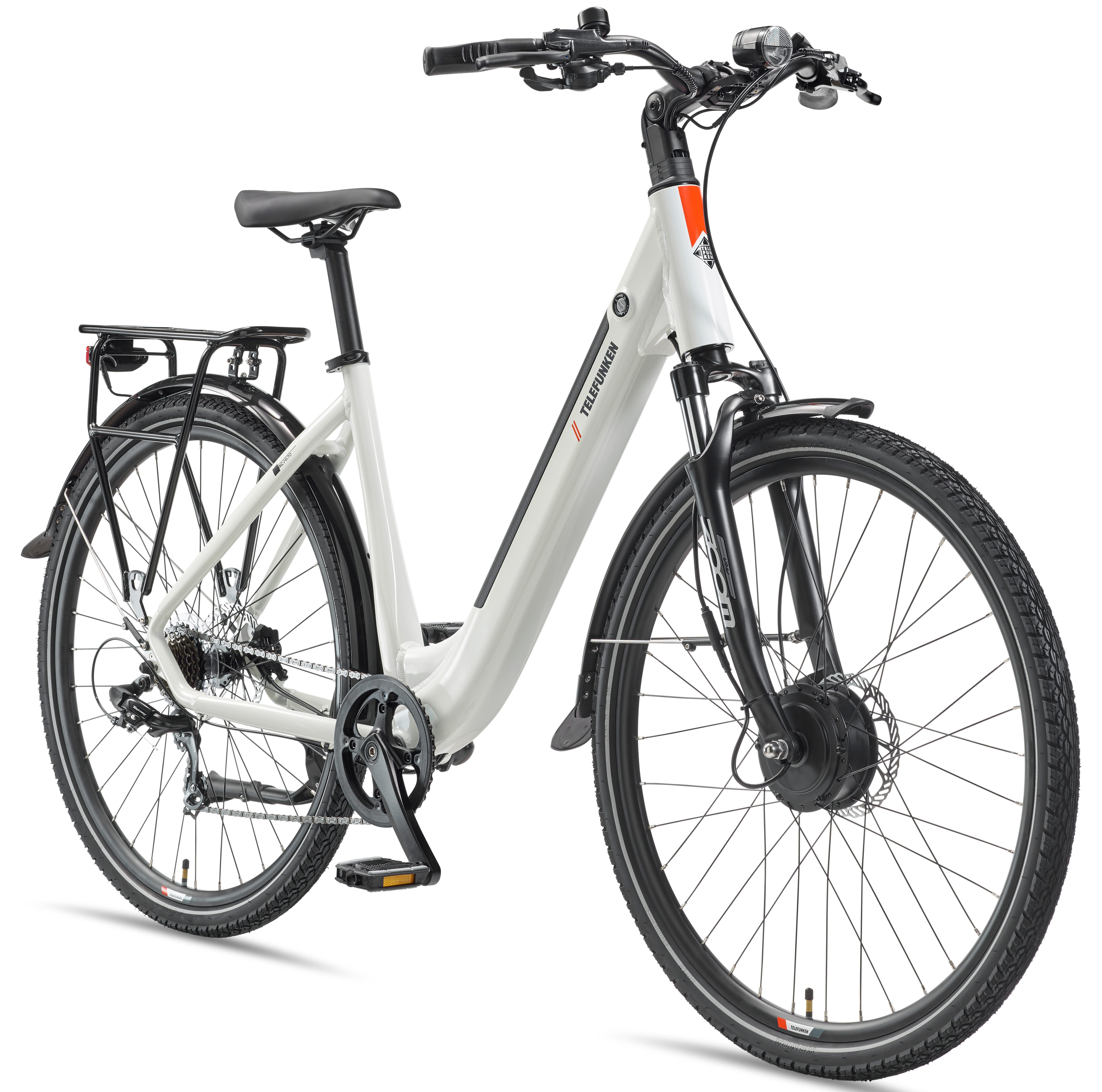 Telefunken E-Bike Cityrad Multitalent RC670, 7 Gang Shimano TY300D Schaltwerk, Kettenschaltung, Frontmotor, 489,6 Wh, Pedelec, Elektrofahrrad, Damen u. Herren, Scheibenbremsen, 28 Zoll
