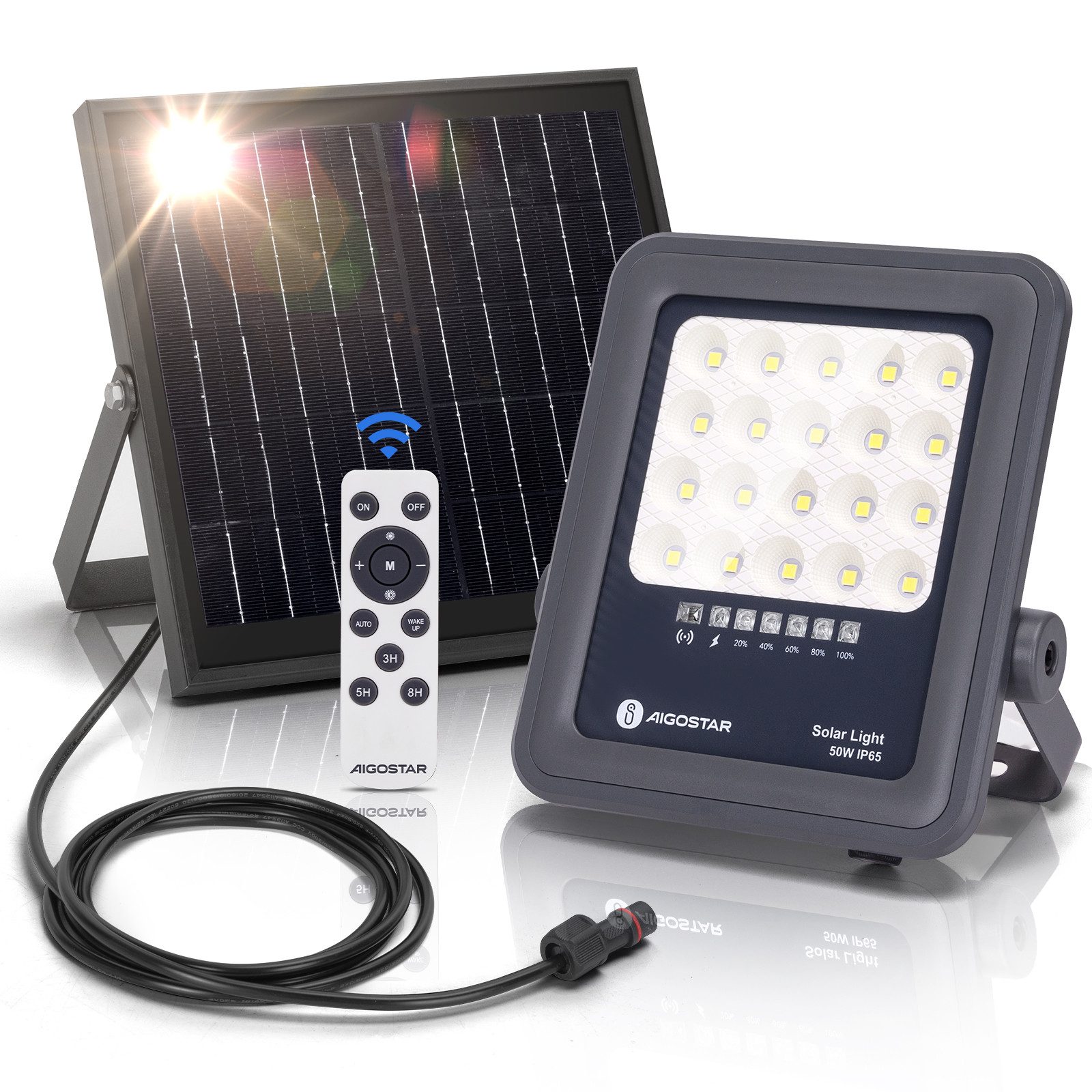 Aigostar Flutlichtstrahler Solarstrahler mit Fernbedienung,6500K,IP65 Außen günstig online kaufen