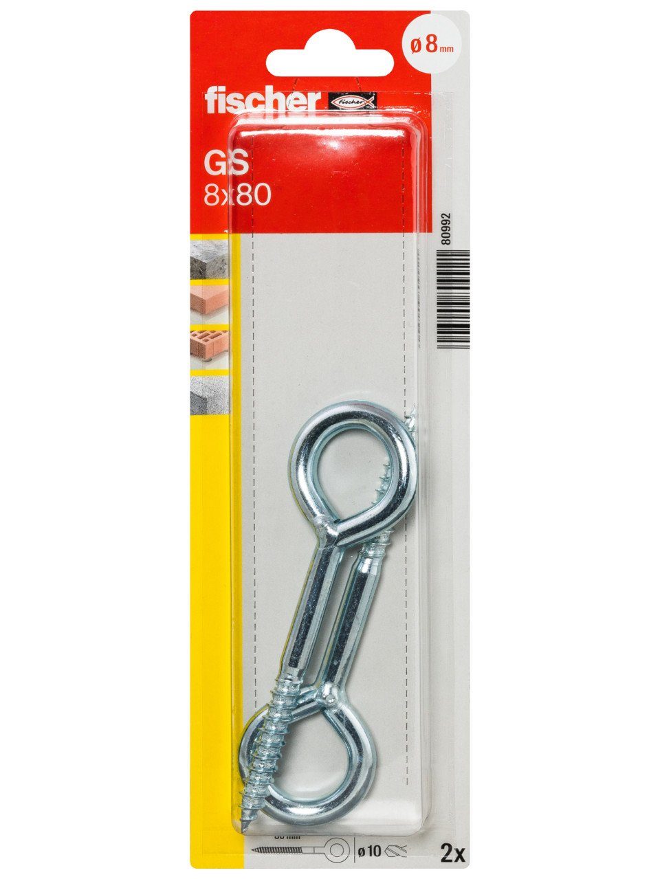 fischer Ringschrauben Fischer Ösenschraube GS 8,0 x 80 mm, 2 Stück