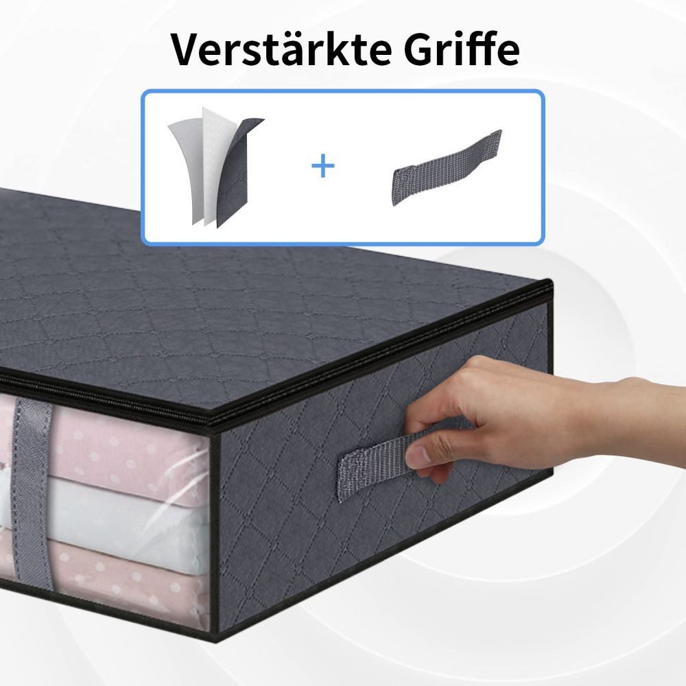 HUGERSTONE Aufbewahrungstasche 4 Stück Unterbett Aufbewahrungsbox, Faltbare Kleidung Aufbewahrung (Set, 4-tlg., 40 L / 75 L), groß Aufbewahrungstasche für Bettd – Bild 4 von 5