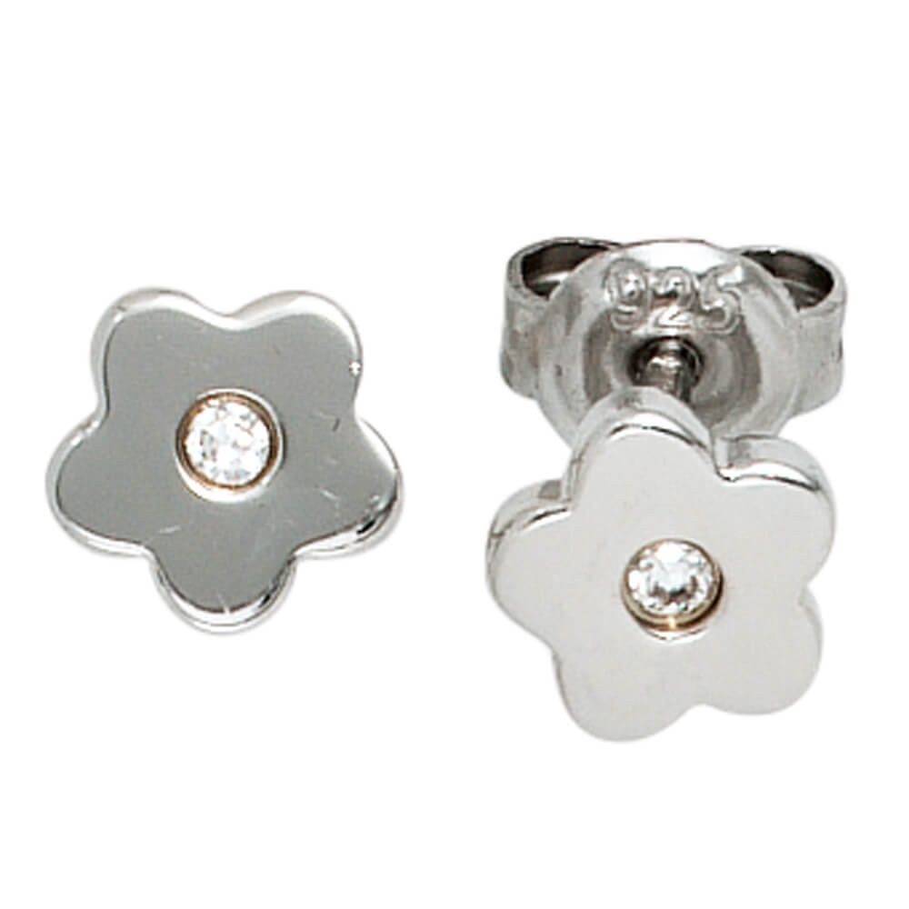 Paar Ohrstecker Ohrstecker Blumen 925 Silber mit Zirkonia