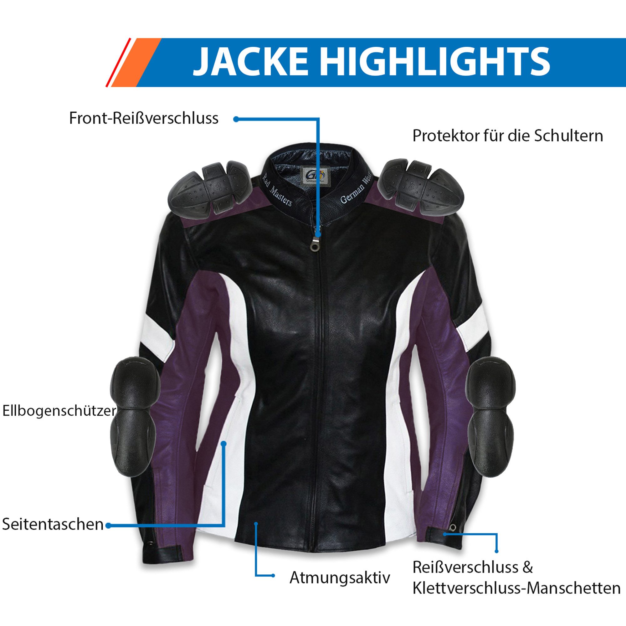 German Wear Lederjacke GW421J Damen Lederjacke Motorradjacke motorradlederjacke