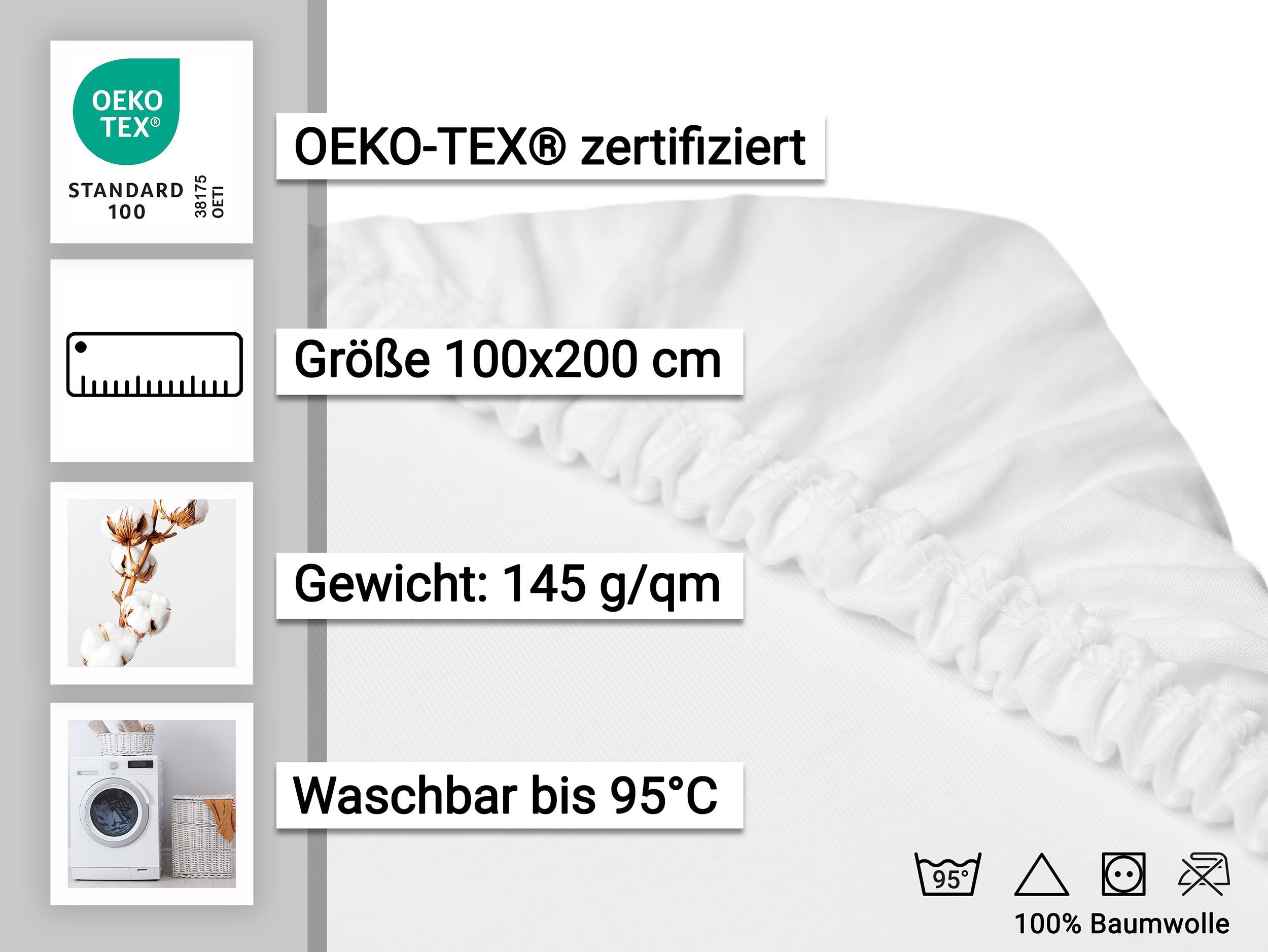 ZOLLNER Spannbettlaken, Fein-Jersey, Gummizug: rundum, 100 günstig online kaufen