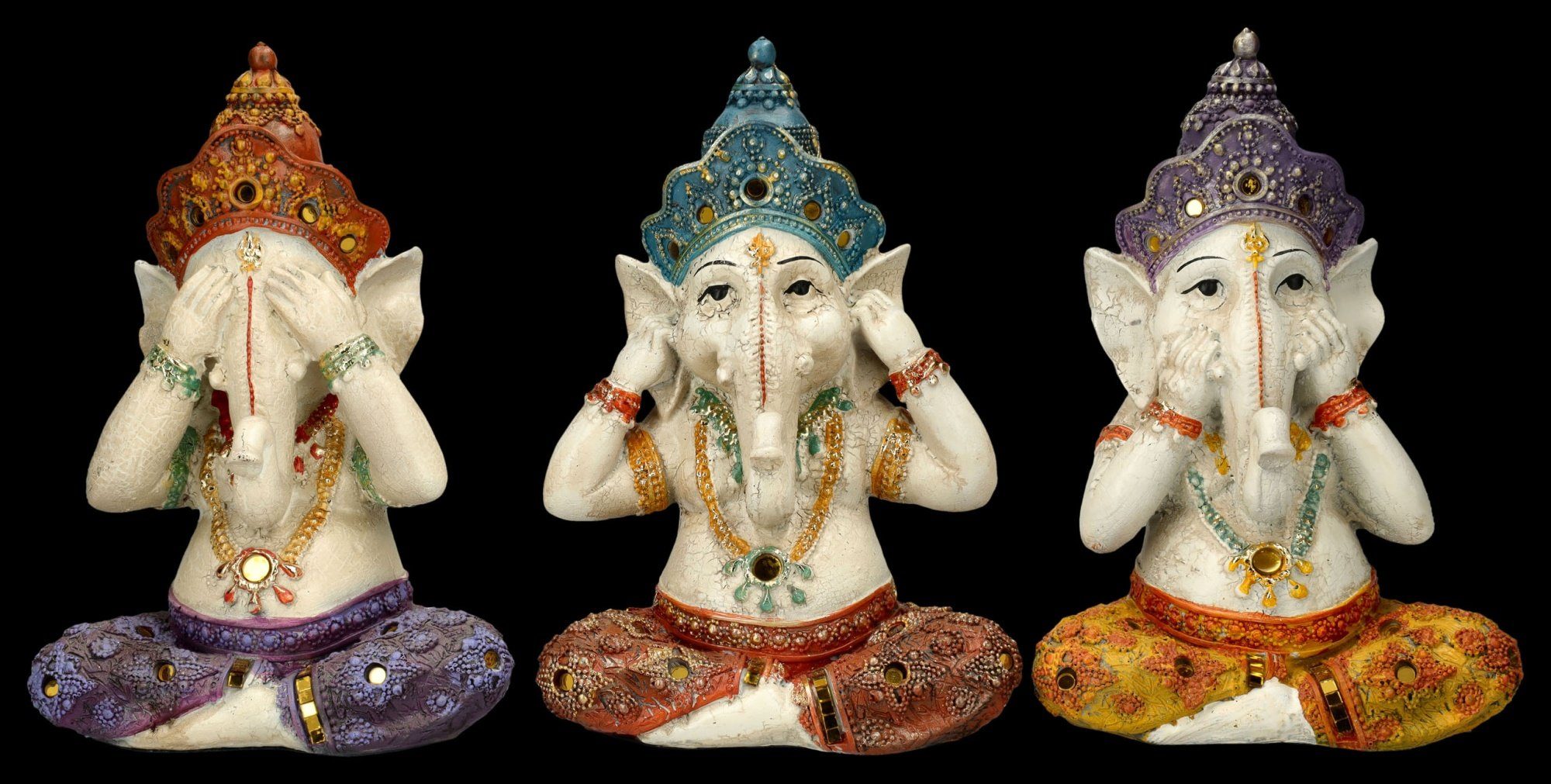 Figuren Dekofigur - Deko Nichts Böses Figuren - 3er Ganesha GmbH Set Mythologie handbemalt Shop