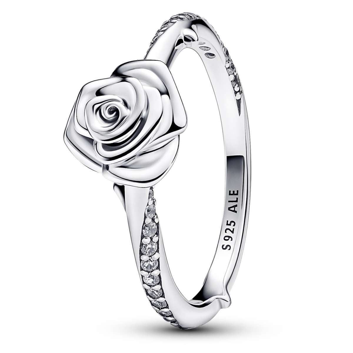Pandora Silberring 193215C01, Damenring Blühende Rose Silber
