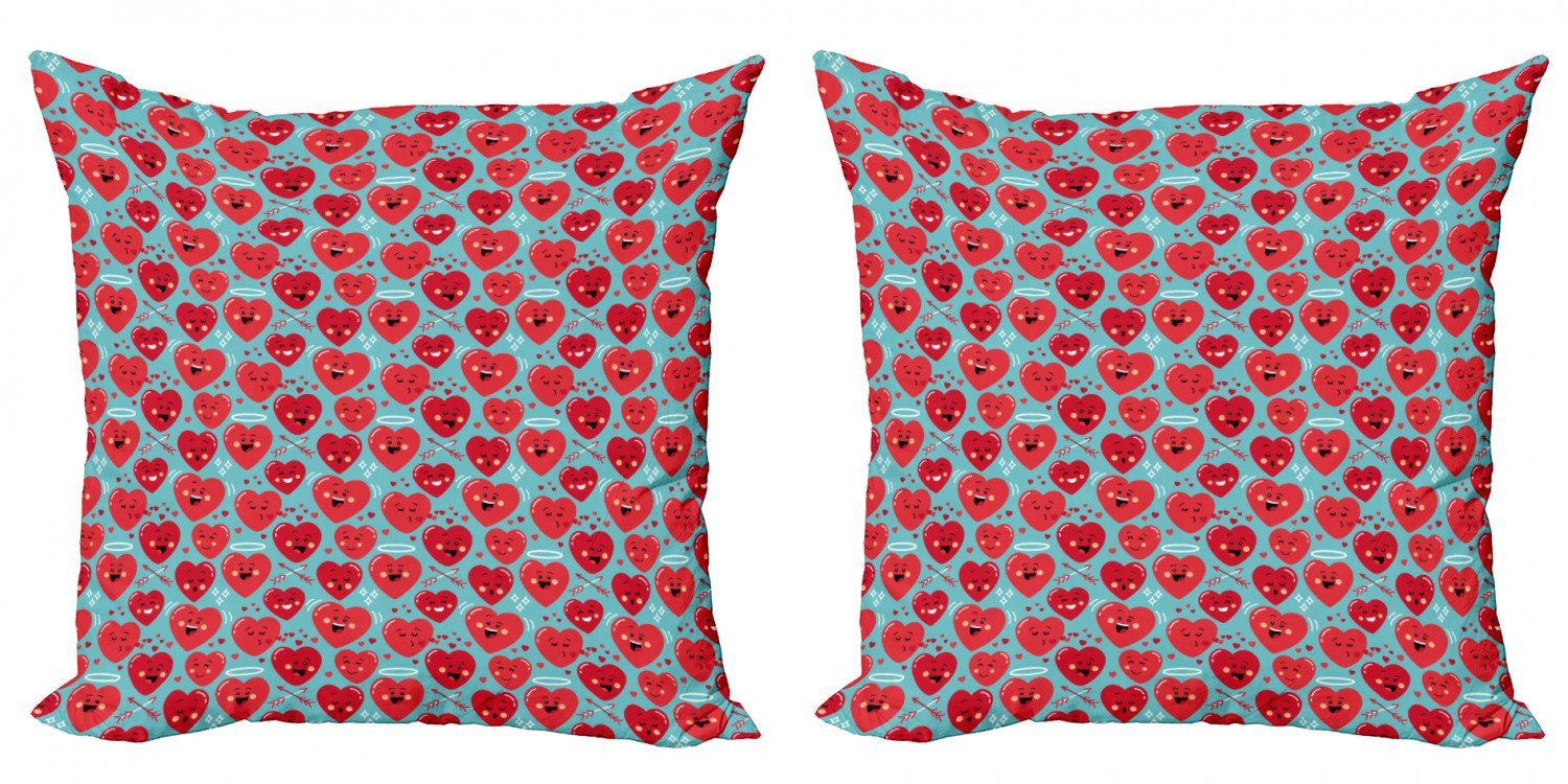 Kissenbezüge Modern Accent Doppelseitiger Digitaldruck, Abakuhaus (2 Stück), Valentinstag Lächeln-Herzen