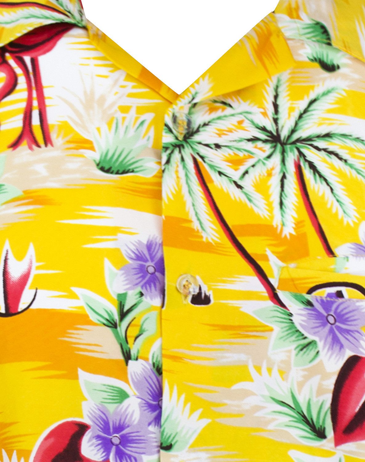 King Kameha Hawaiihemd Flamingos Funky Hawaii-Hemd Herren Kurzarm Front-Tasche Stylish Unisex