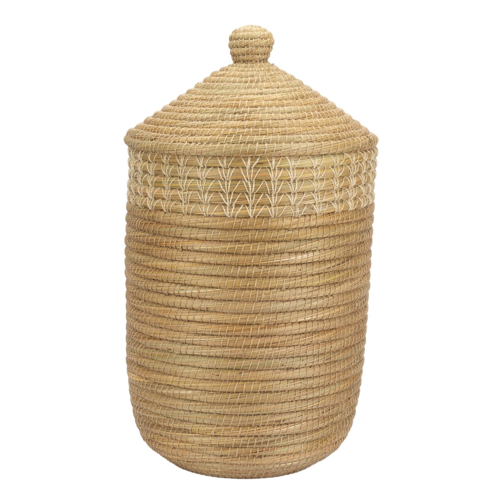 El Puente Wäschekorb Stilvoller Wäschekorb aus Kaisa-Gras mit Jute-Details günstig online kaufen