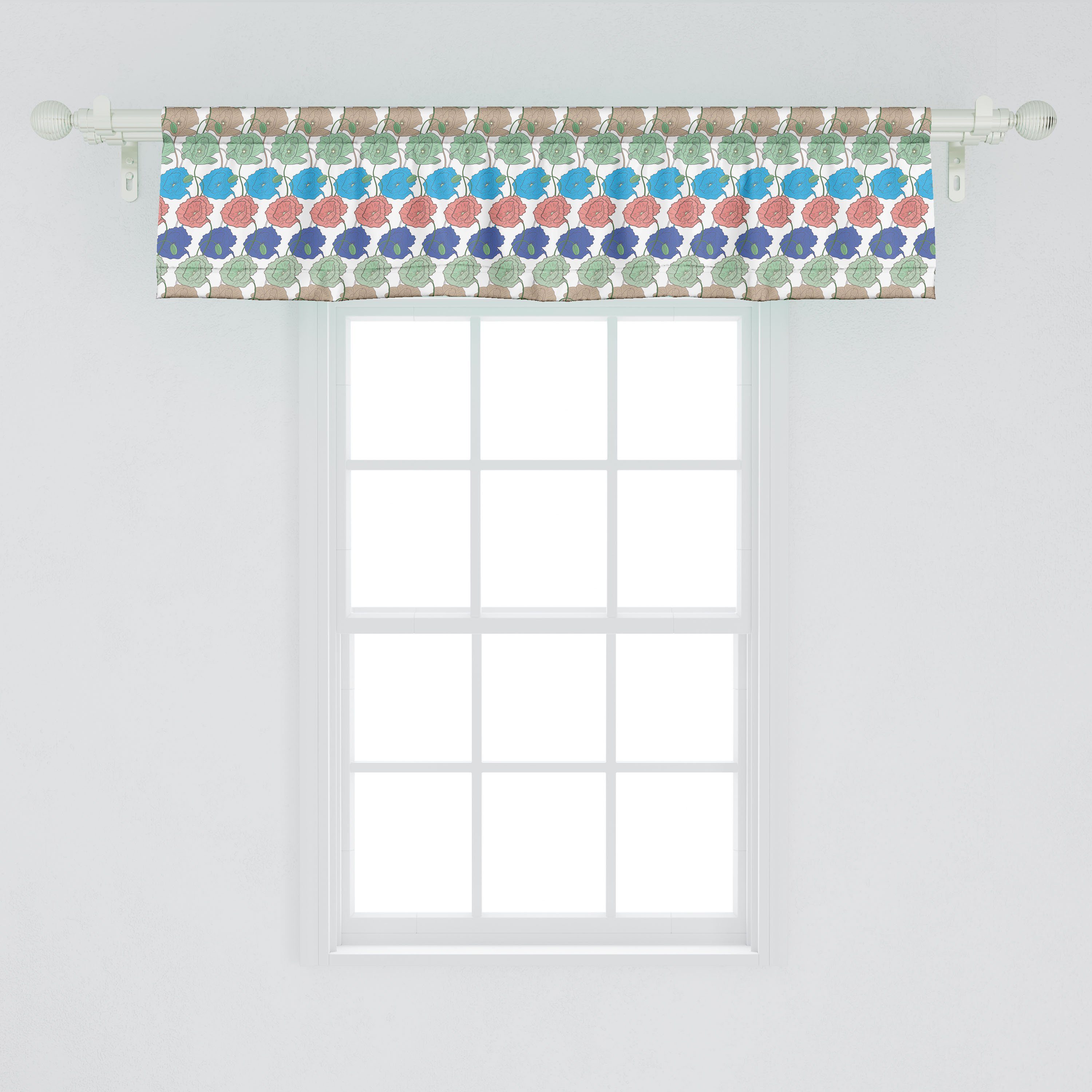 Scheibengardine Vorhang Volant Poppy Abakuhaus, Blumen mit Dekor Microfaser, Stangentasche, Bunte Küche Patterns für Schlafzimmer