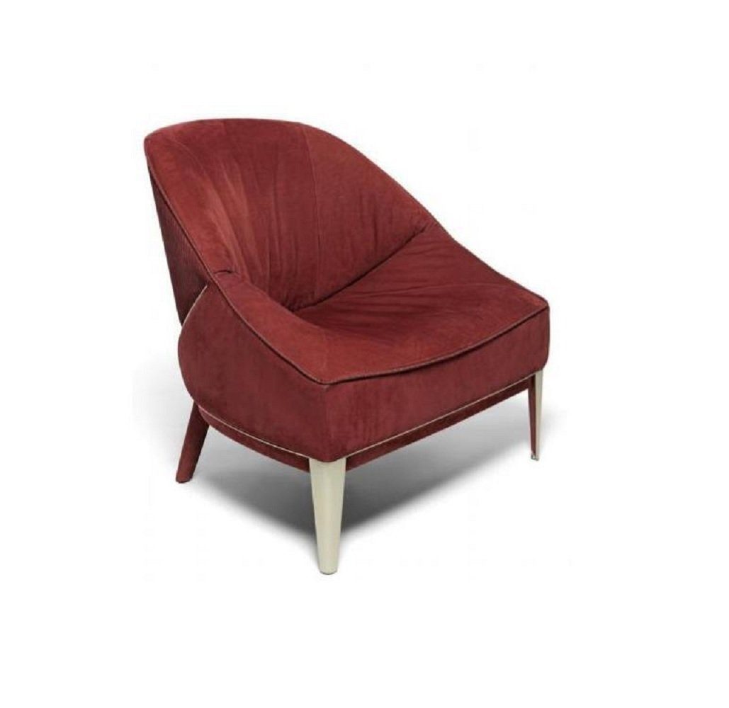 Europa Sessel Made 1x Designer Roter JVmoebel Möbel Wohnzimmer (1-St., Holzfüße Sessel), Stoffsessel in Einsitzer Sessel