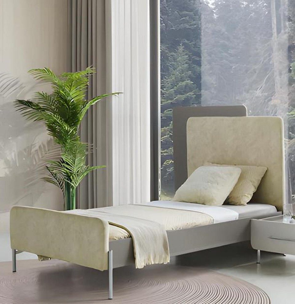 Xlmoebel Kinderbett XLMOEBEL Kinderbett mit gepolstertem Kopfteil in Beige (1-tlg), Made in Europa