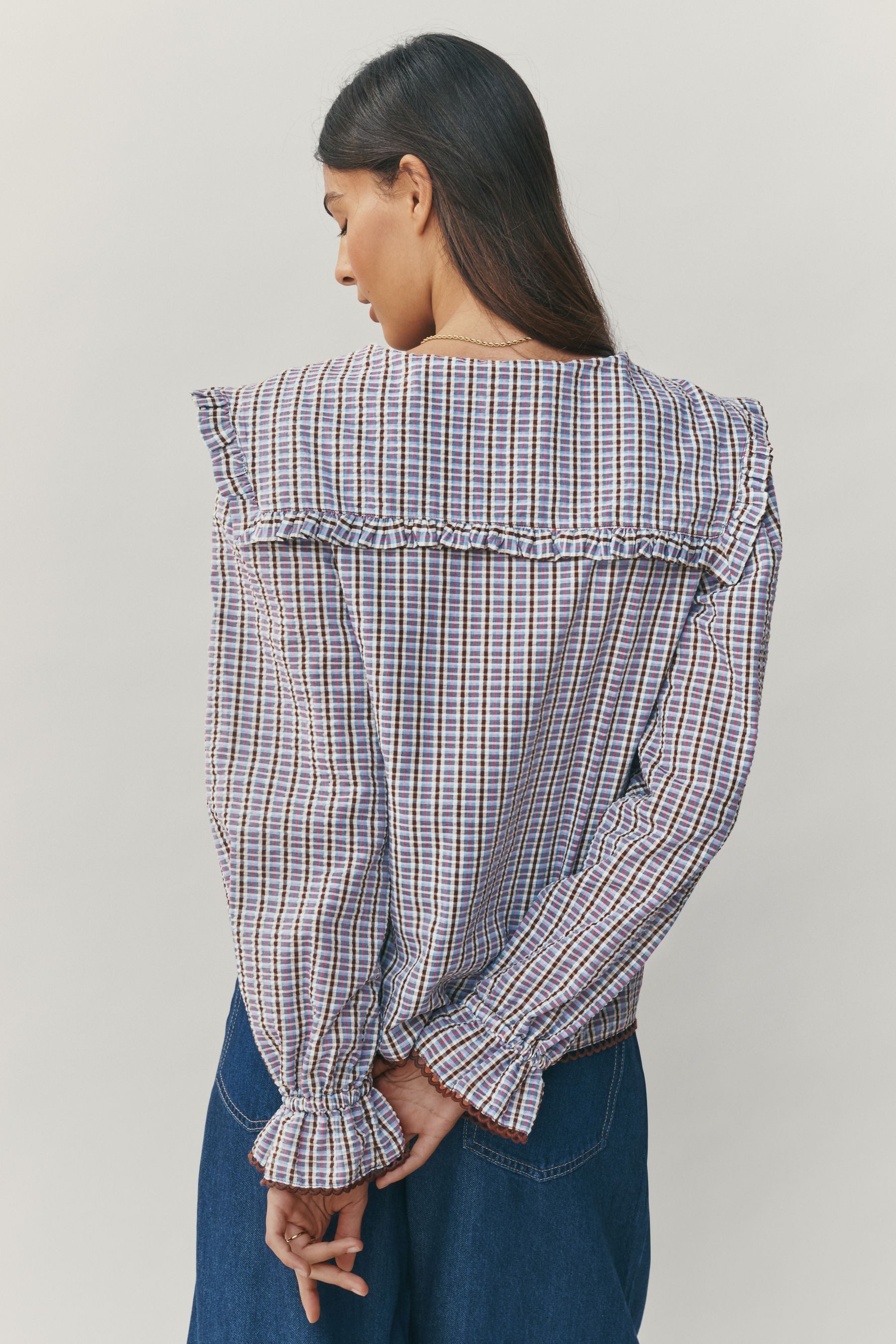 Next Langarmbluse Langärmelige Bluse mit übergroßem Kragen (1-tlg) günstig online kaufen