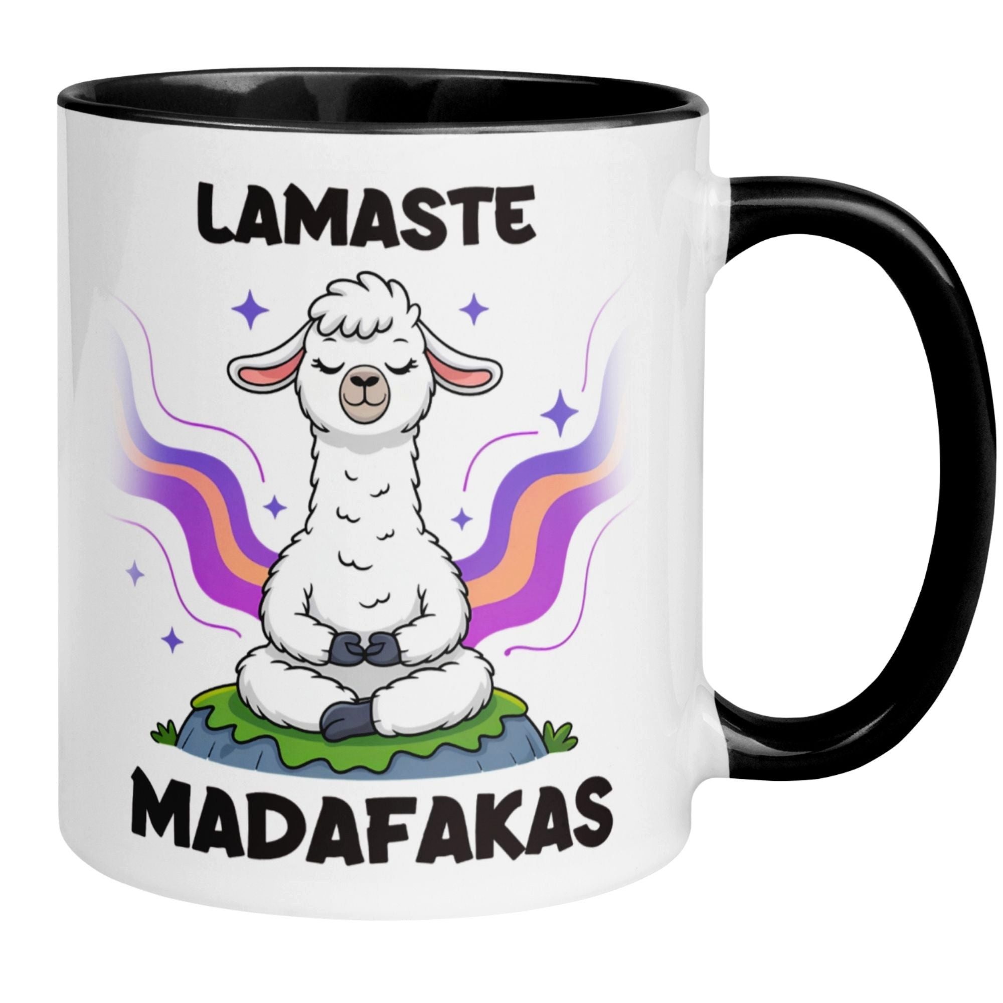 Momentals Tasse Lama – „Lamaste Madafakas“ – lustiger Lama Geschenk Becher, Keramik, Beidseitig bedruckt, Spülmaschinenfest, Mikrowellengeeignet