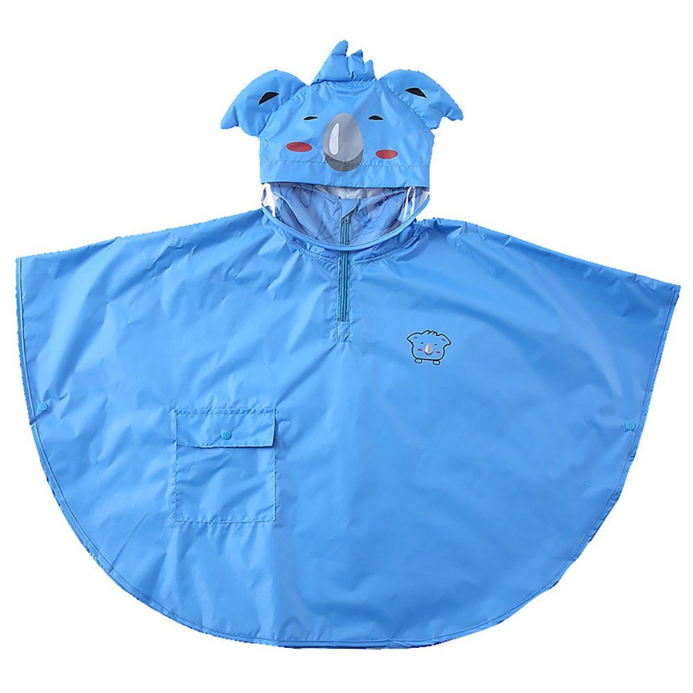 GelldG Regenmantel Wasserdicht winddicht Poncho Cape Impermeable für Kinder Regenjacke blau(M)