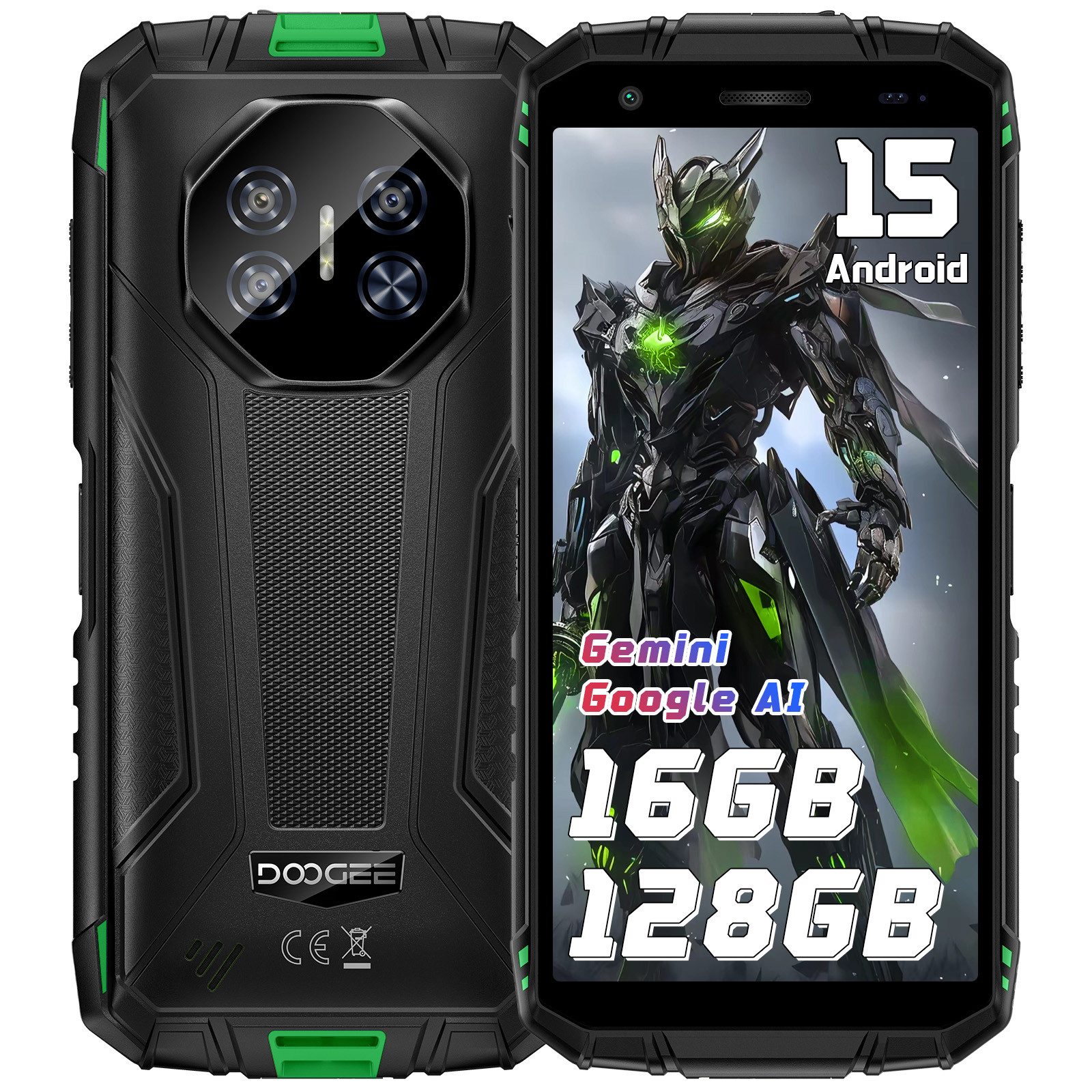 DOOGEE Fire 3 Pro Android 15 Smartphone (13,97 cm/5.5 Zoll, 128 GB Speicherplatz, 16 MP Kamera, IP68 Wasserdicht, 8350mAh, NFC, OTG, GPS, NFC, Face ID)