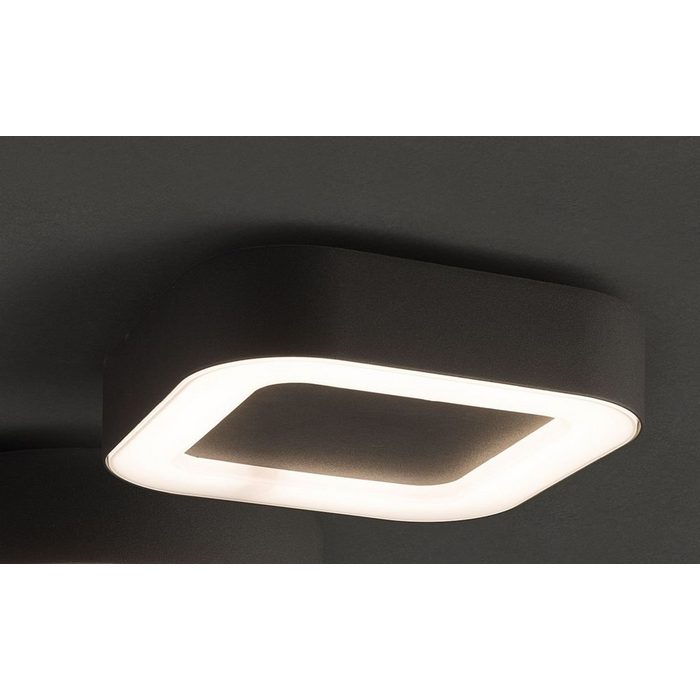 Licht-Erlebnisse Außen-Deckenleuchte PUEBLA LED fest integriert Warmweiß LED Deckenlampe Graphit Aluminium IP54 Modern Balkon