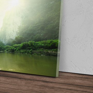 Sinus Art Leinwandbild 120x80cm Wandbild auf Leinwand Fluss im Dschungel Laos Natur Grün Trop, (1 St)