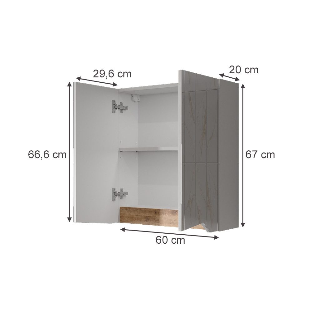 Vicco Badezimmerspiegelschrank Marelle, Weiß/Artisan, 60 x günstig online kaufen