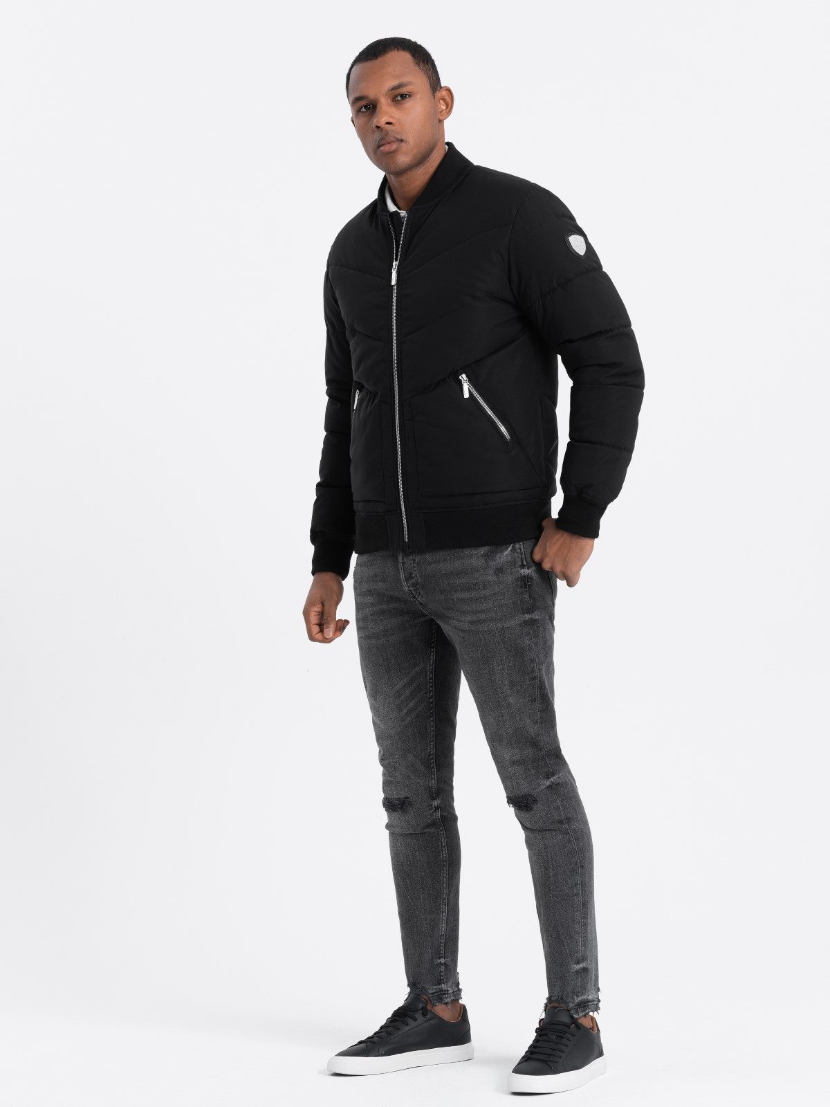 OMBRE Bomberjacke Gesteppte Herren-Bomberjacke mit Metallreißverschlüssen günstig online kaufen