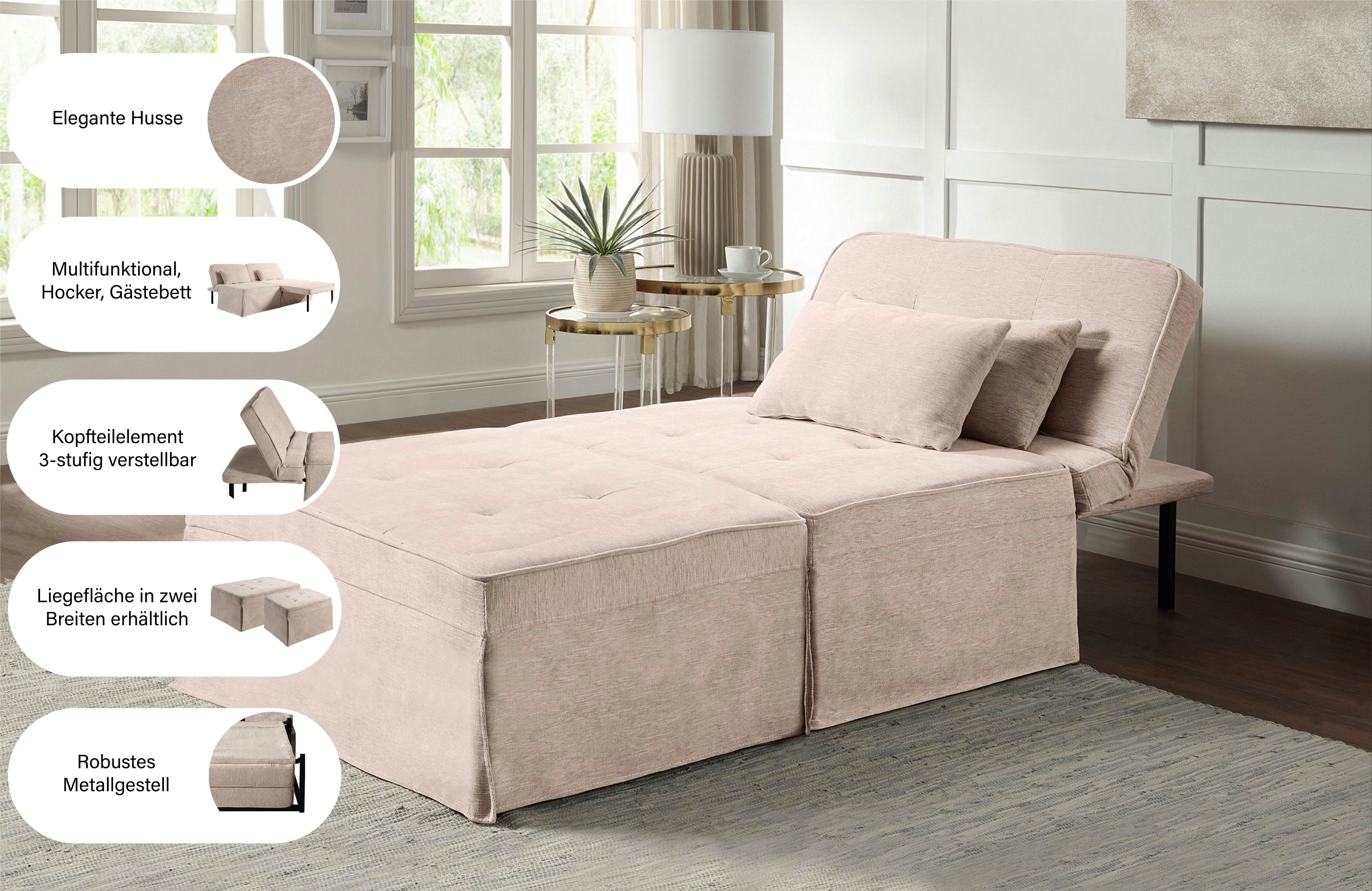 OTTO home Schlafsofa Finn, Schlafsessel, Schlafhocker, Multifunktional, wandelbar zum Loungesessel, Relaxliege und Gästebett, inkl. Kissen – Bild 3 von 5