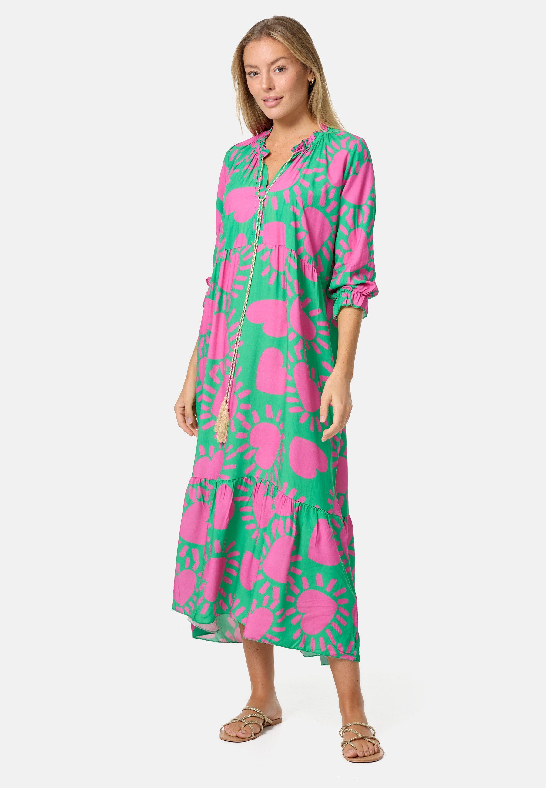 Rayshyne Maxikleid PM-32 (Sommerkleid Jersey Strandkleid mit Muster in Einheitsgröße)