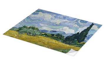 Posterlounge Wandfolie Vincent van Gogh, Weizenfeld mit Zypressen, 1889, Wohnzimmer Mediterran Malerei