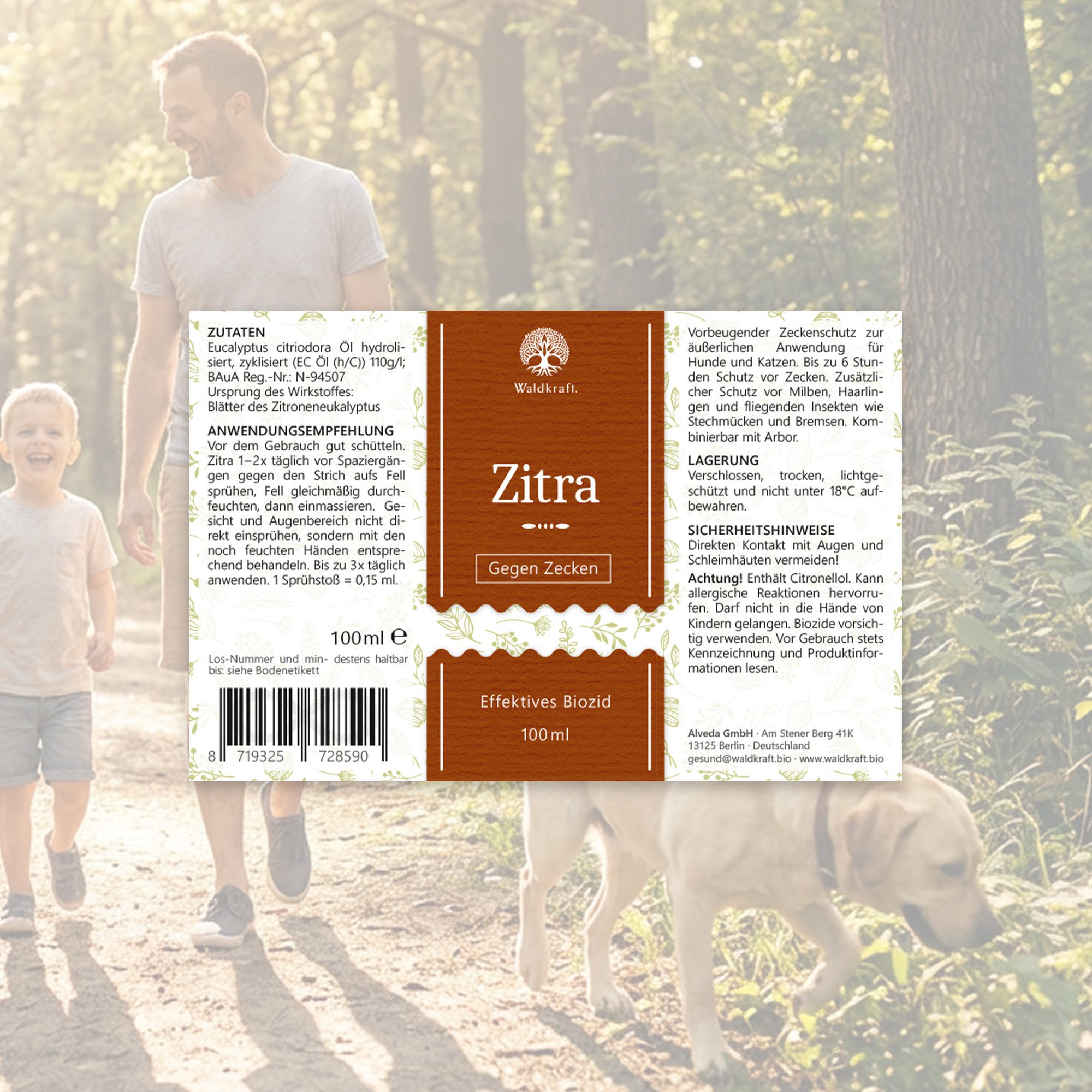 Waldkraft. Zeckenschutzmittel Zitra – Zeckenschutz Spray für Hunde & Katzen, 100 ml, Vorbeugender pflanzlicher Zeckenschutz zur äußerlichen Anwendung