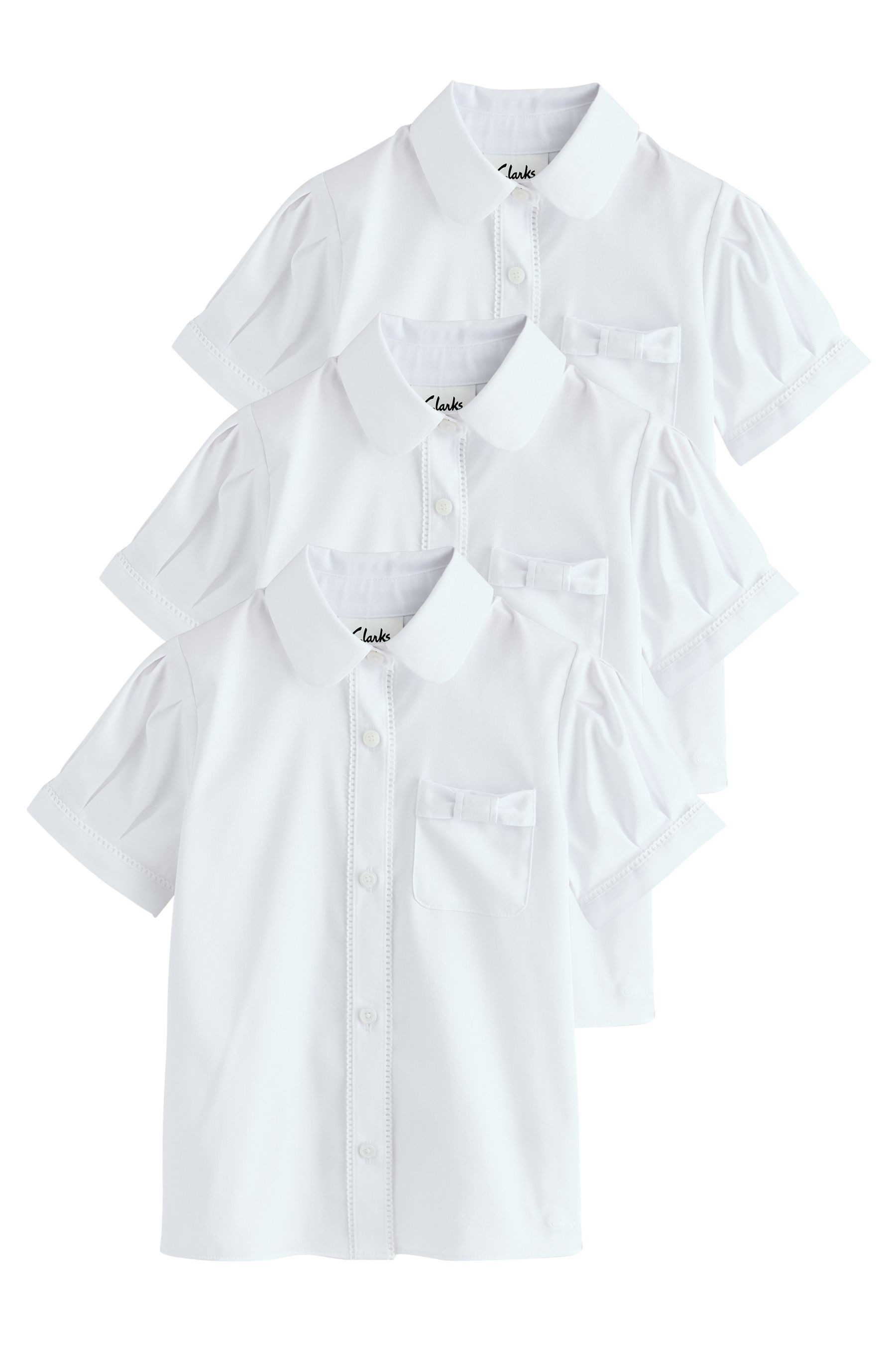 Hemdbluse Clarks Kurzarmhemden mit Schleife, 3er-Pack
