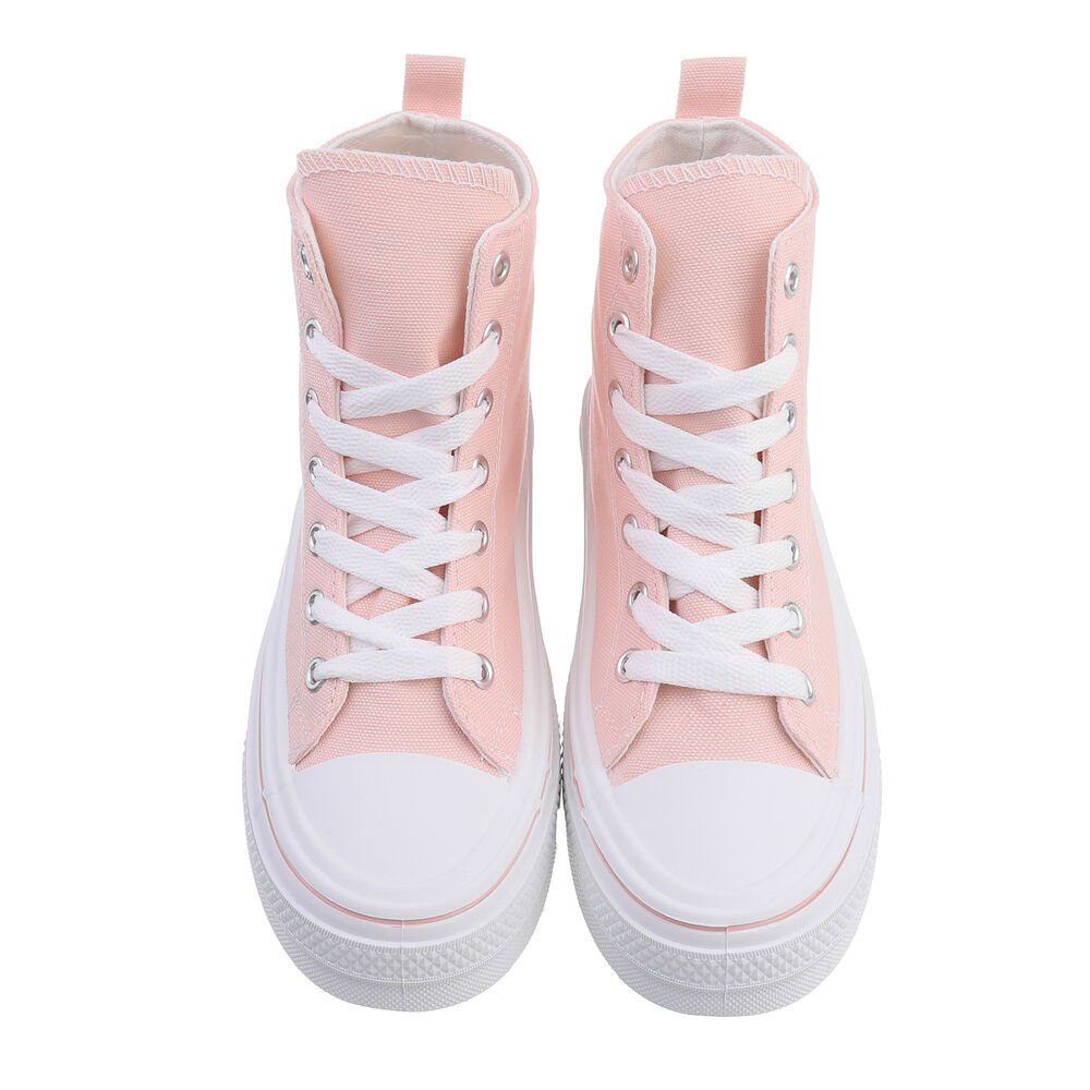 Ital-Design Damen High-Top Flach in Freizeit High Sneakers Rosa Sneakerboots