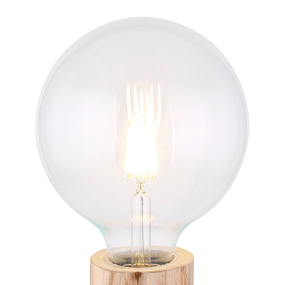 nicht Tischlampe Tischleuchte, LED etc-shop Vintage Wohnzimmer Holzleuchte inklusive, natur Lampe Leuchtmittel