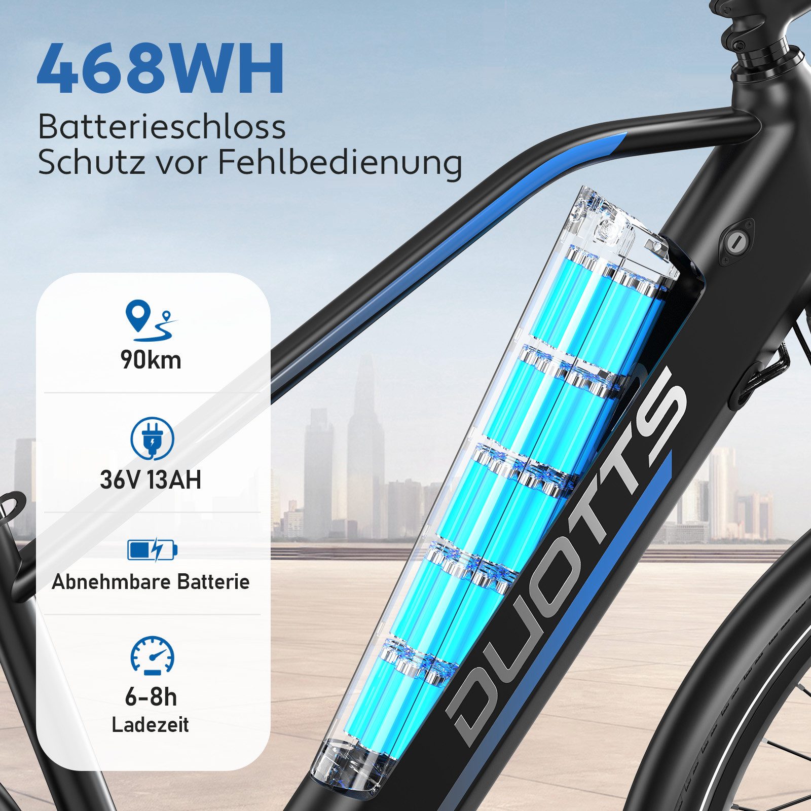 Vankel E-Bike Cityrad Elektrofahrrad C29 Lite Damen u. Herren 468Wh 250W Motor 90km, 7 Gang SHIMANO, Kettenschaltung, Heckmotor, 468 Wh, 250 W motor, 90 km Akku Pedelec, Elektrofahrrad