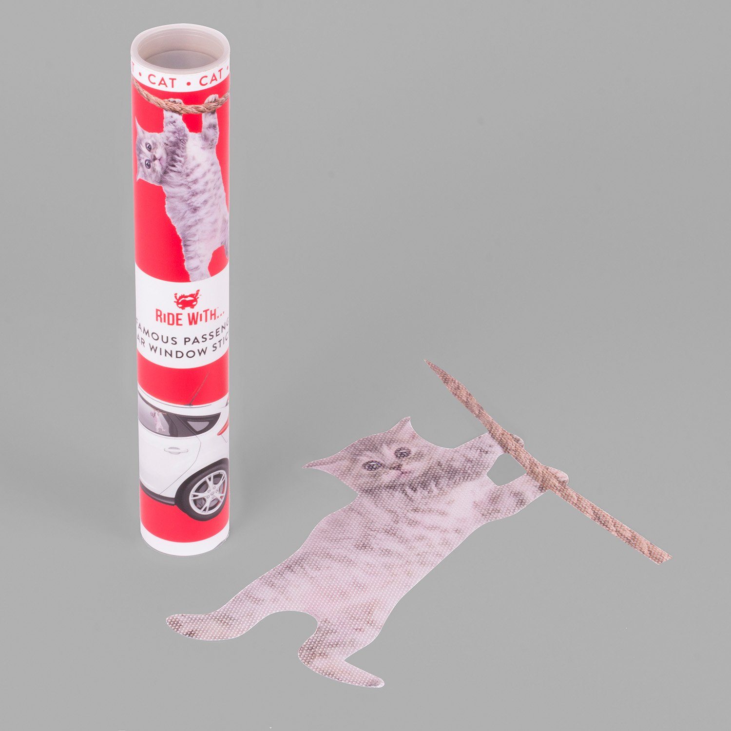 Thumbs Up Fenstersticker Ride With Hanging Cat - Fenstersticker "Katze"