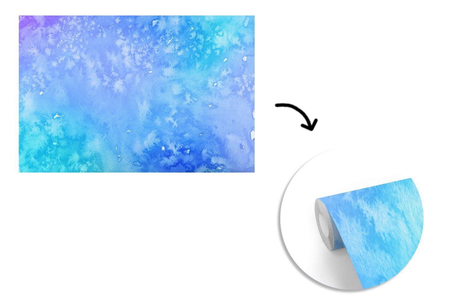 St), Vinyl Hellblau, Schlafzimmer, Kinderzimmer, Wohnzimmer, bedruckt, Tapete für (6 Aquarell Blau - MuchoWow Wallpaper Fototapete - Lila Matt, -