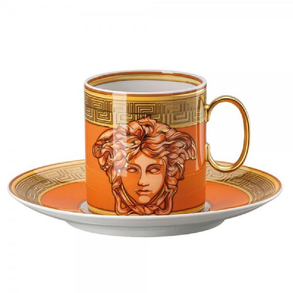 Versace Tasse by Rosenthal Kaffeetasse mit Untertasse Medusa Amplified Orange Coin (
