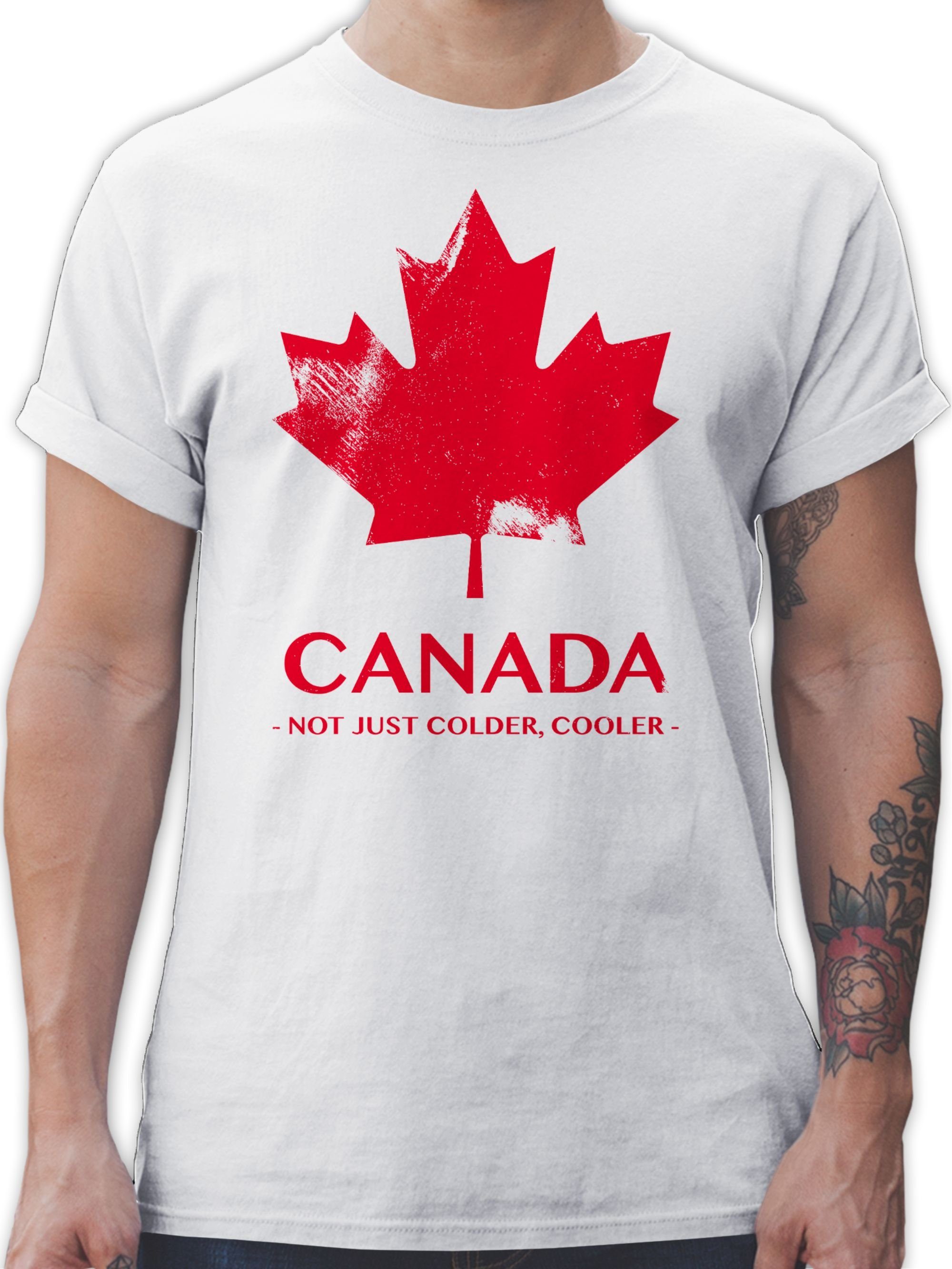 Shirtracer T-Shirt Canada Not just colder cooler - Souvenir Geschenk Länder Wappen 2 Weiß