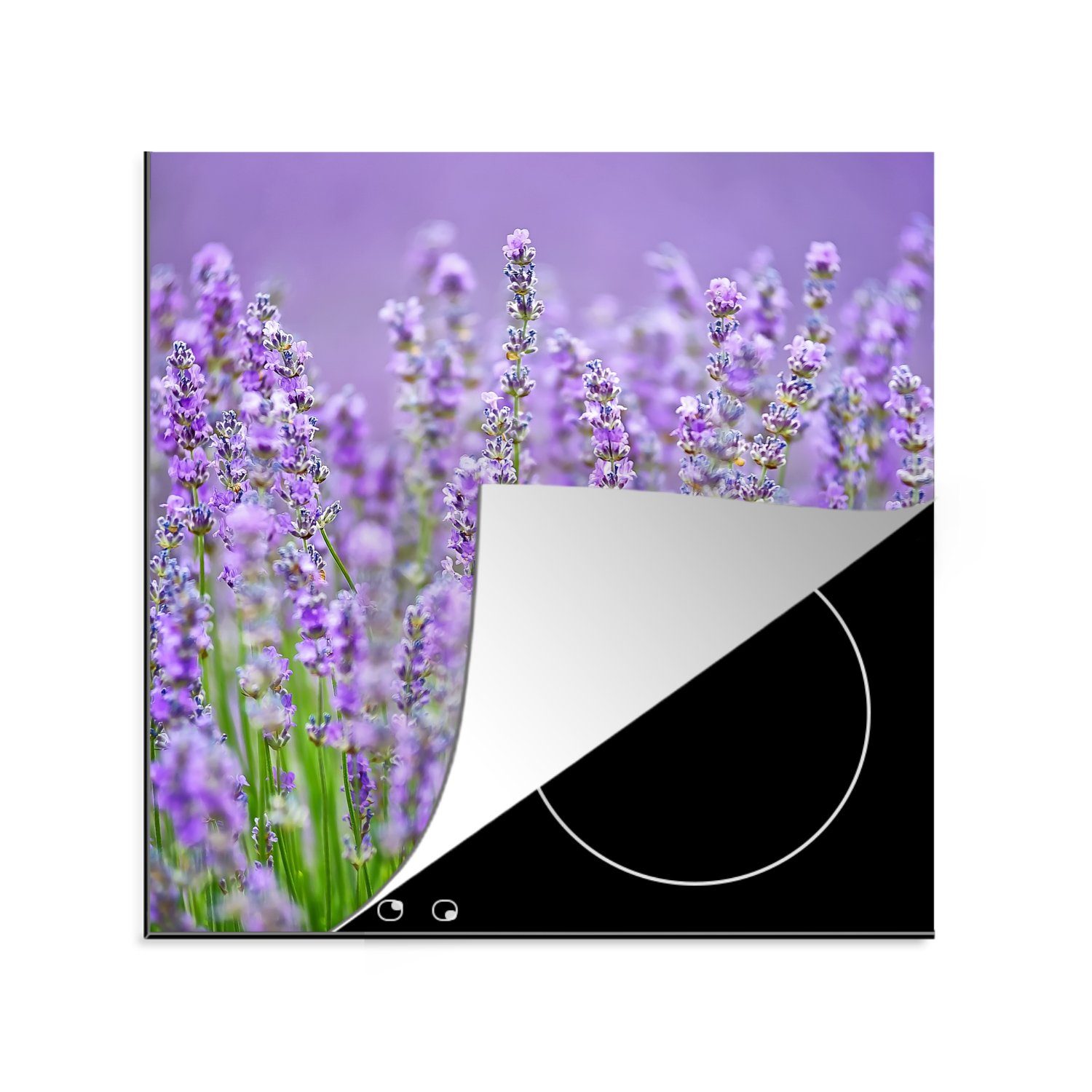 Lavendels, MuchoWow violetten des wilden küche tlg), Ceranfeldabdeckung, Arbeitsplatte Nahaufnahme Herdblende-/Abdeckplatte cm, (1 78x78 Vinyl, für