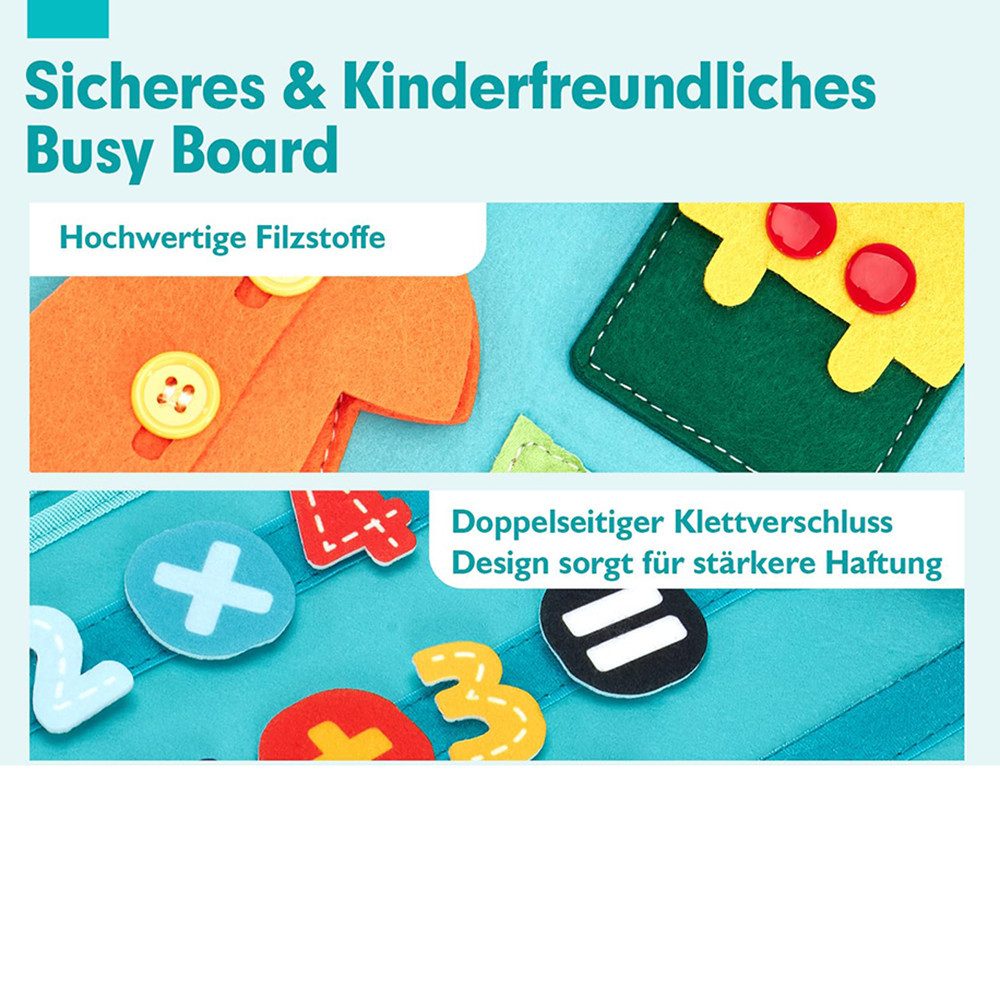 CLTYQ Lernspielzeug Montessori Busy Board – Interaktives und Motorikspielzeug, für frühkindliche Bildung, Auto- und Flugzeugfahrten,Feinmotorik