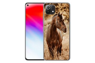 MuchoWow Handyhülle Pferd - Sonne - Porträt - Natur - Braun, Phone Case, Handyhülle Xiaomi Mi 11 Lite, Silikon, Schutzhülle